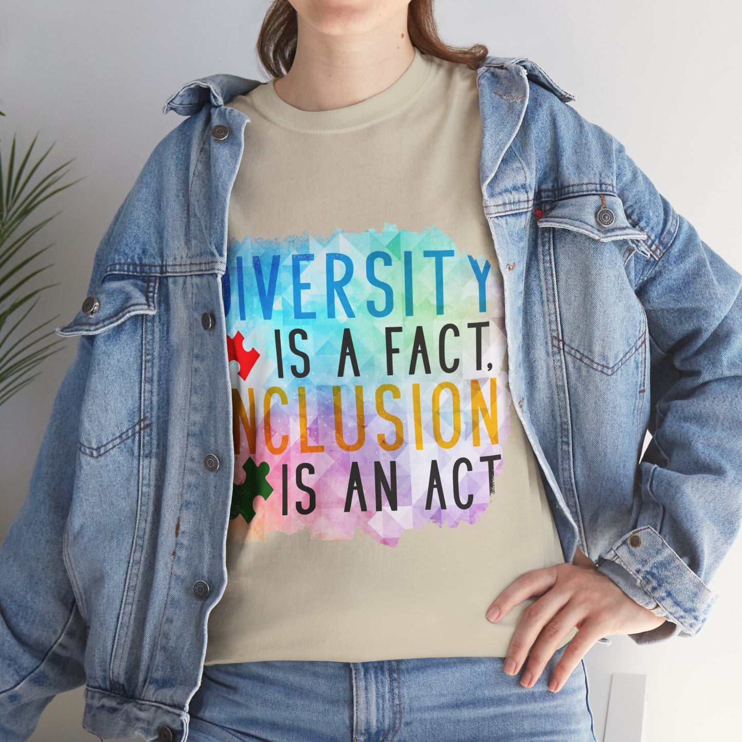 Autism Diversity is a Fact, Inclusion is an Act T-shirt Unisex Heavy Cotton