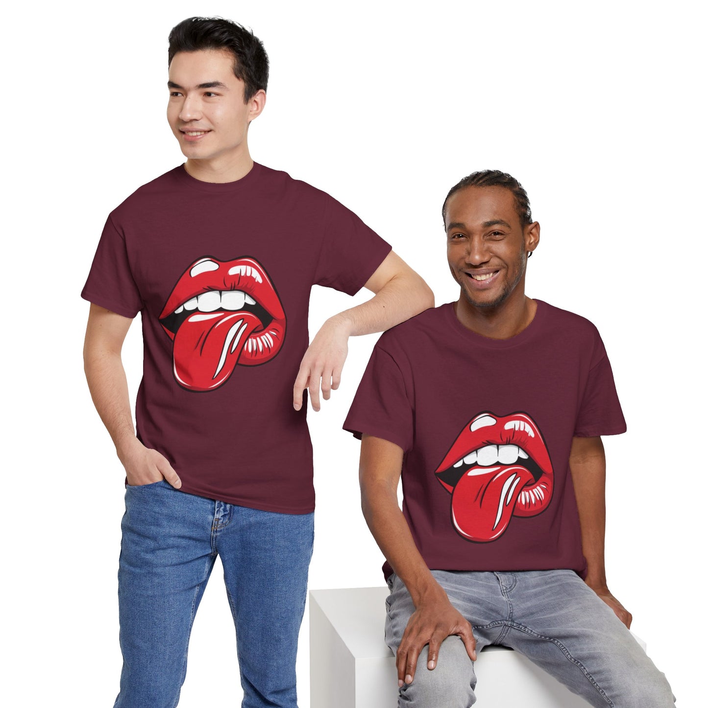Sexy Retro PopArt Red Lips and Tounge Unisex heavy cotton Tshirt
