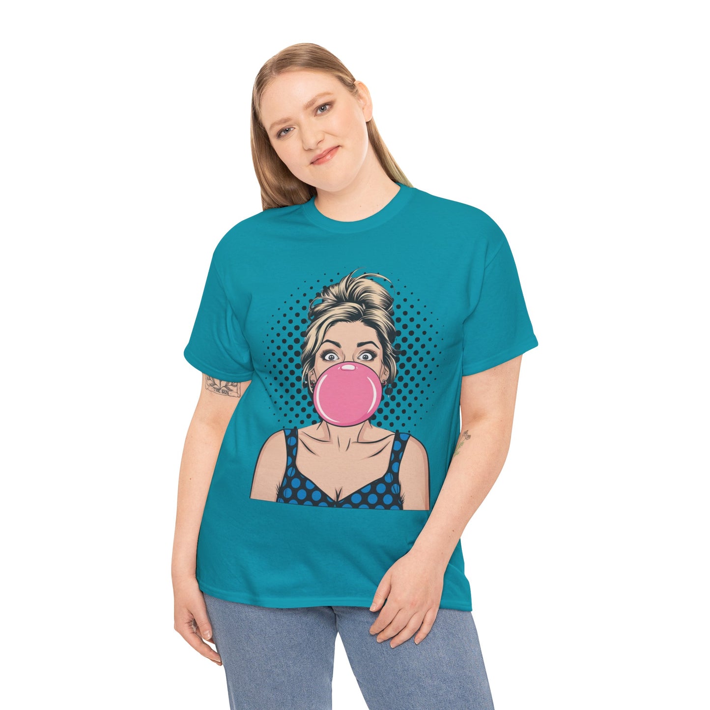 PopArt Girl Bubble Gum Bubble Tshirt unisex heavy cotton