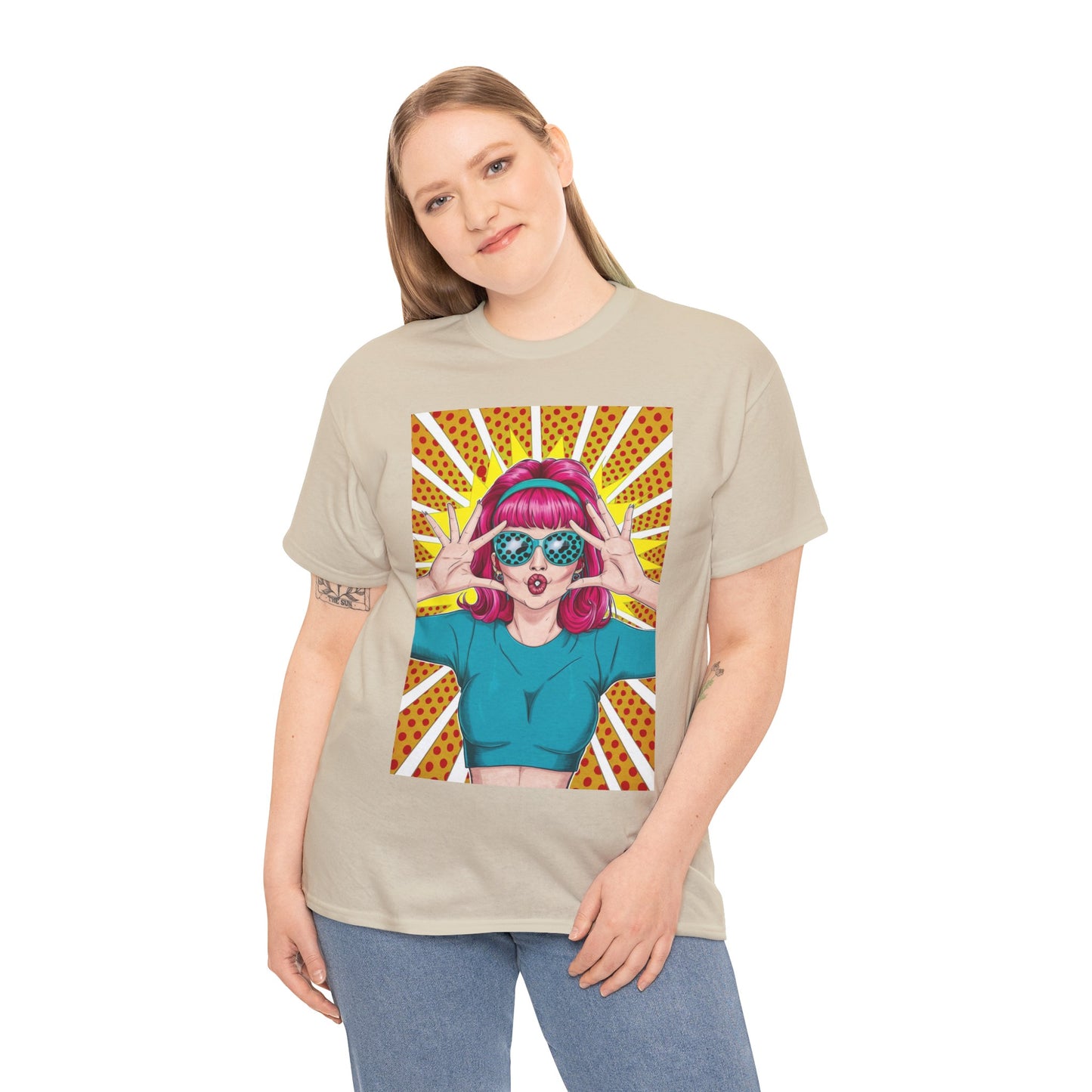 Sexy Retro PopArt Girl Vibrant Colors Unisex heavy cotton Tshirt