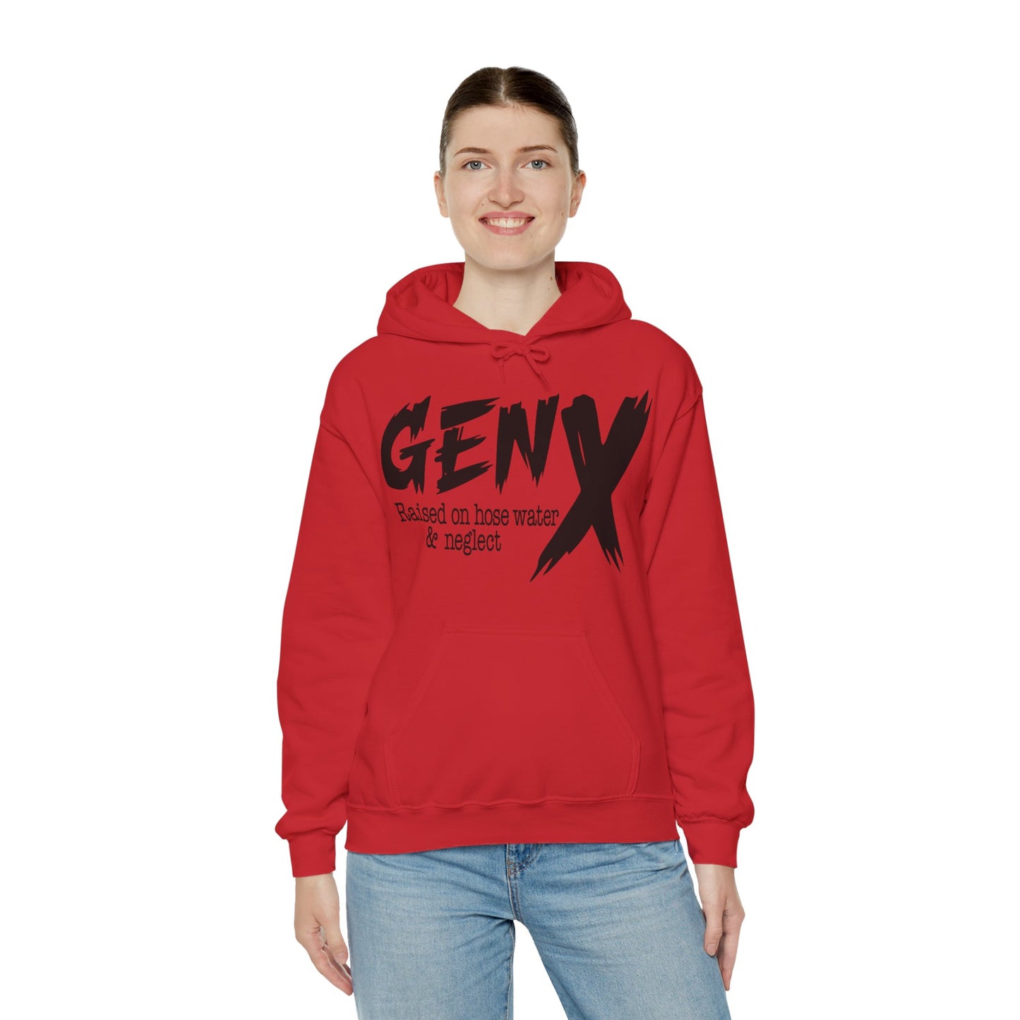Gen X Raised on Hose Water & Neglect Front & Back Unisex Heavy Blend™ Hooded Sweatshirt