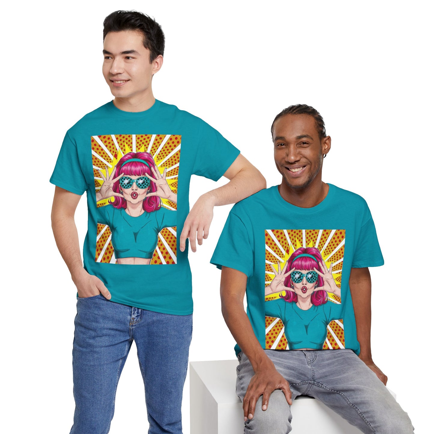 Sexy Retro PopArt Girl Vibrant Colors Unisex heavy cotton Tshirt