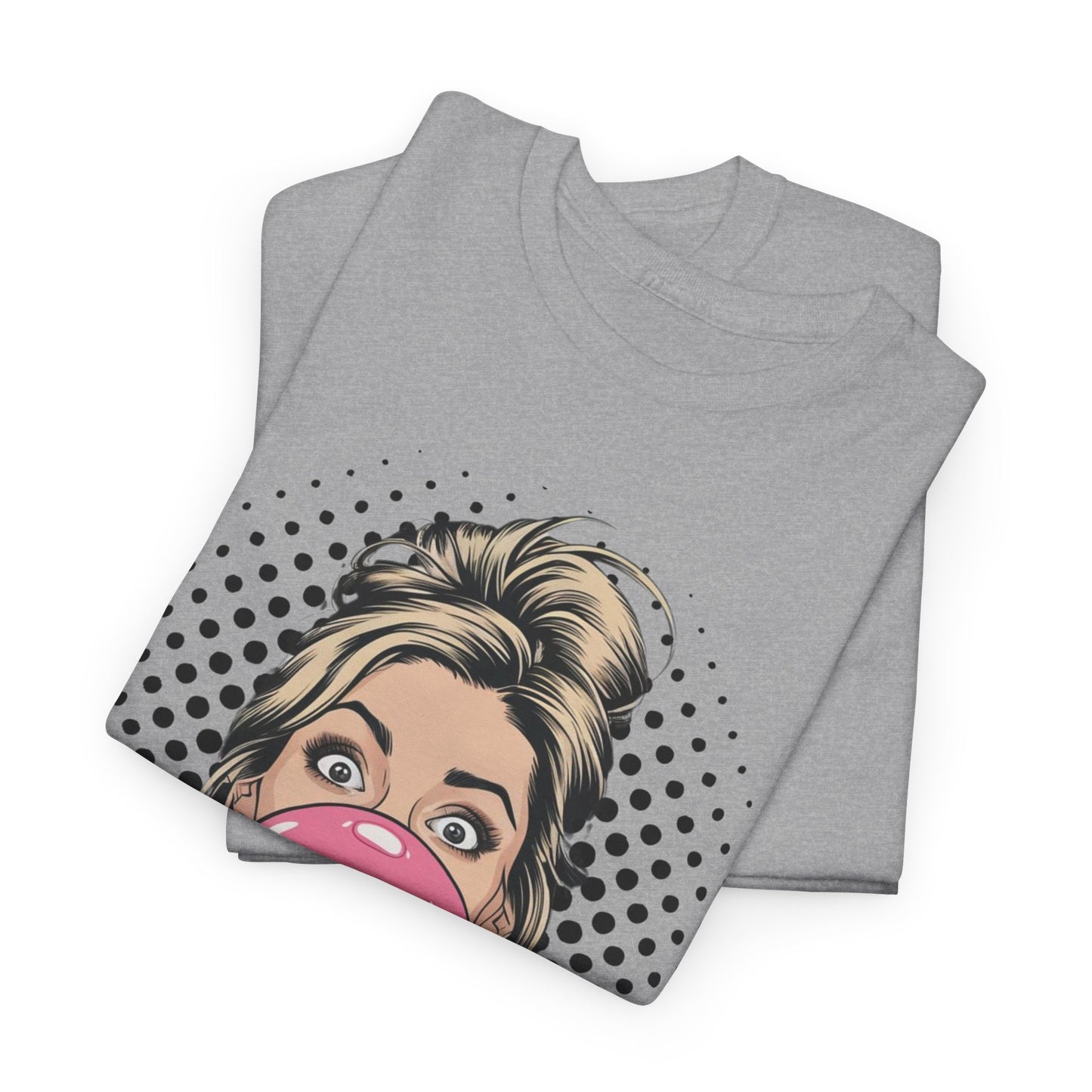 PopArt Girl Bubble Gum Bubble Tshirt unisex heavy cotton