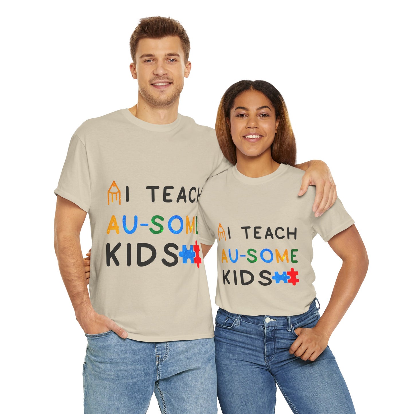 Autism I TEACH AU-SOME KIDS T-shirt Unisex Heavy Cotton