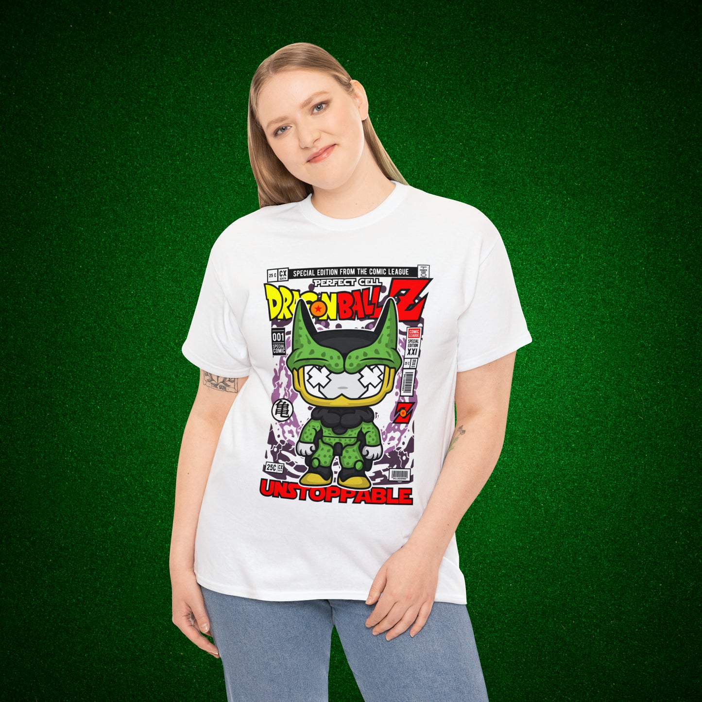 Perfect Cell DragonBall Z Pop Culture Mock Comic Cover heavy cotton T-shirt
