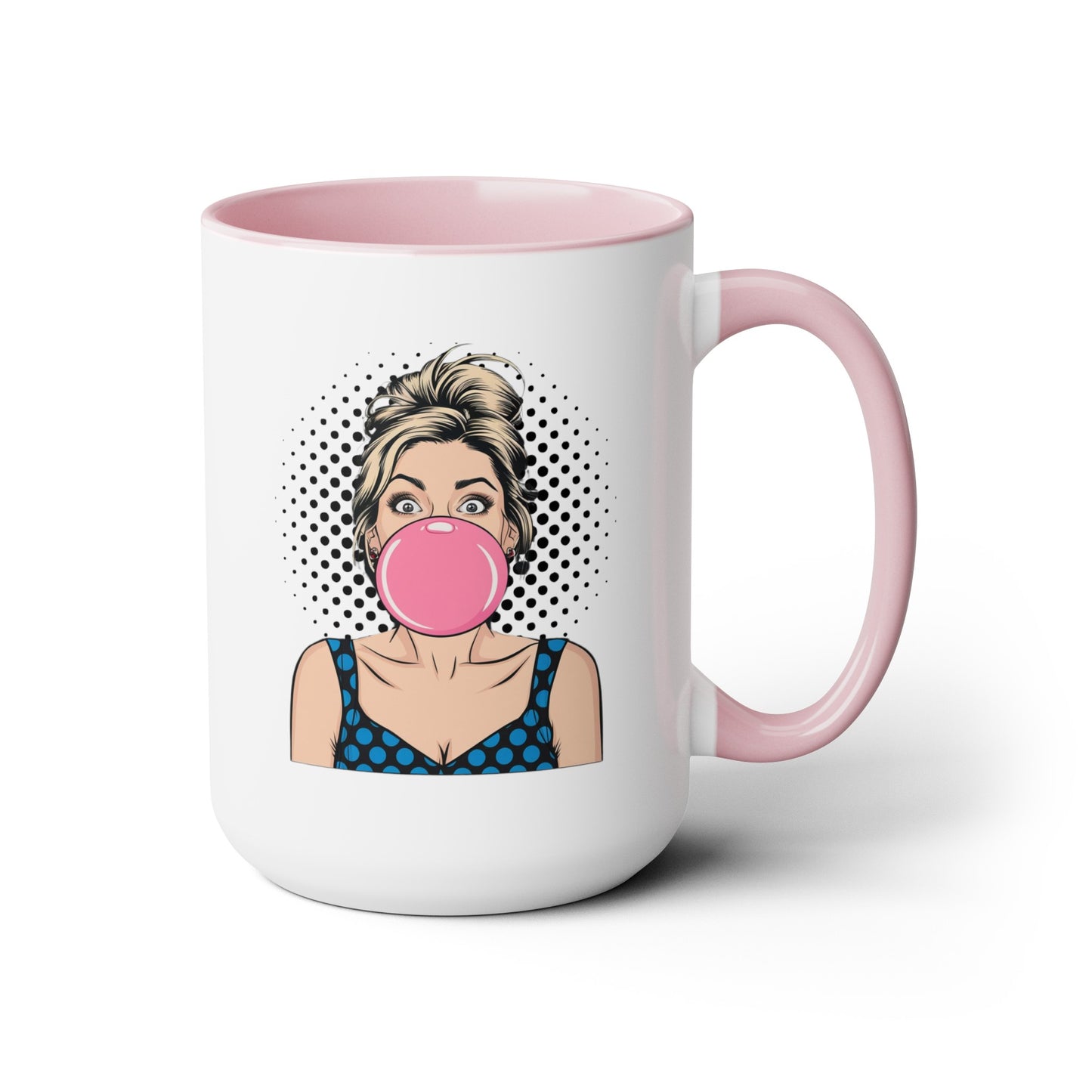 Sexy PopArt Girl with Large Bubble Gum Bubble 15oz Coffee Mug