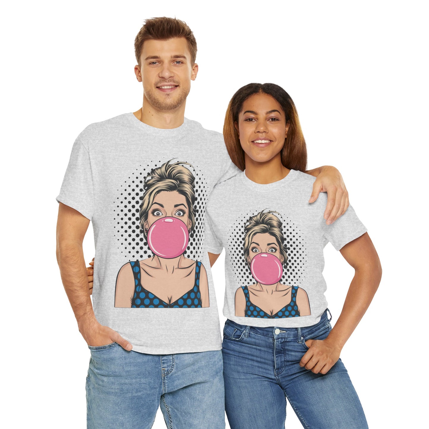 PopArt Girl Bubble Gum Bubble Tshirt unisex heavy cotton