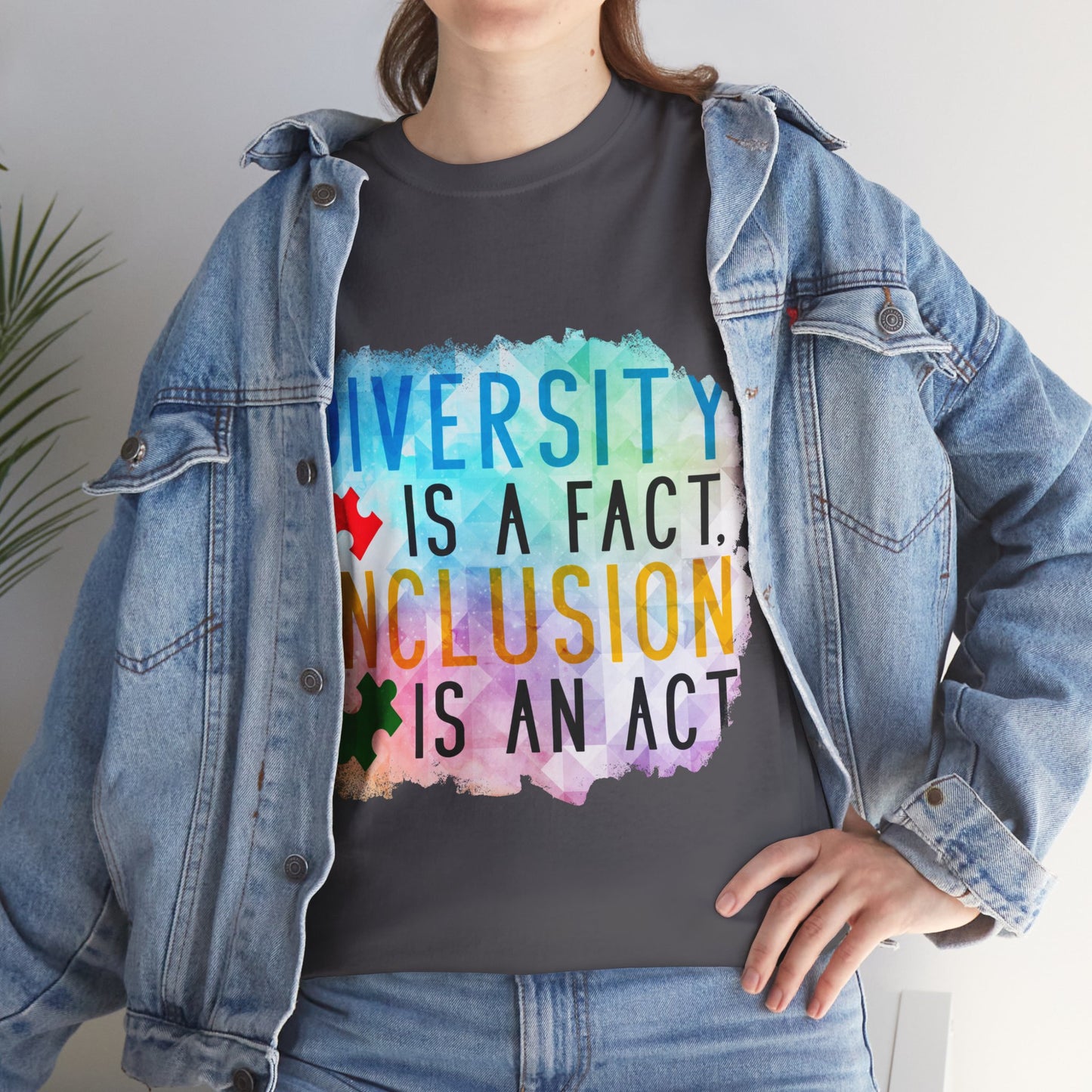 Autism Diversity is a Fact, Inclusion is an Act T-shirt Unisex Heavy Cotton