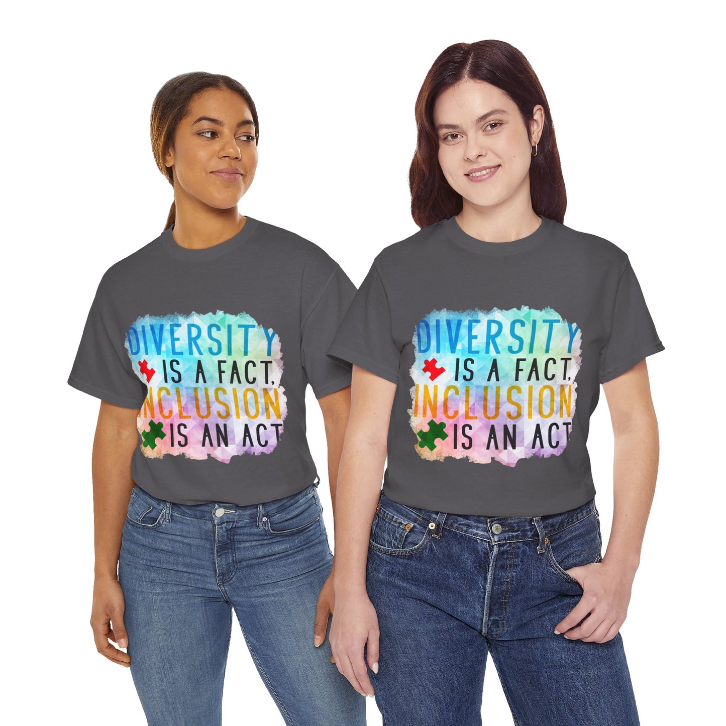 Autism Diversity is a Fact, Inclusion is an Act T-shirt Unisex Heavy Cotton