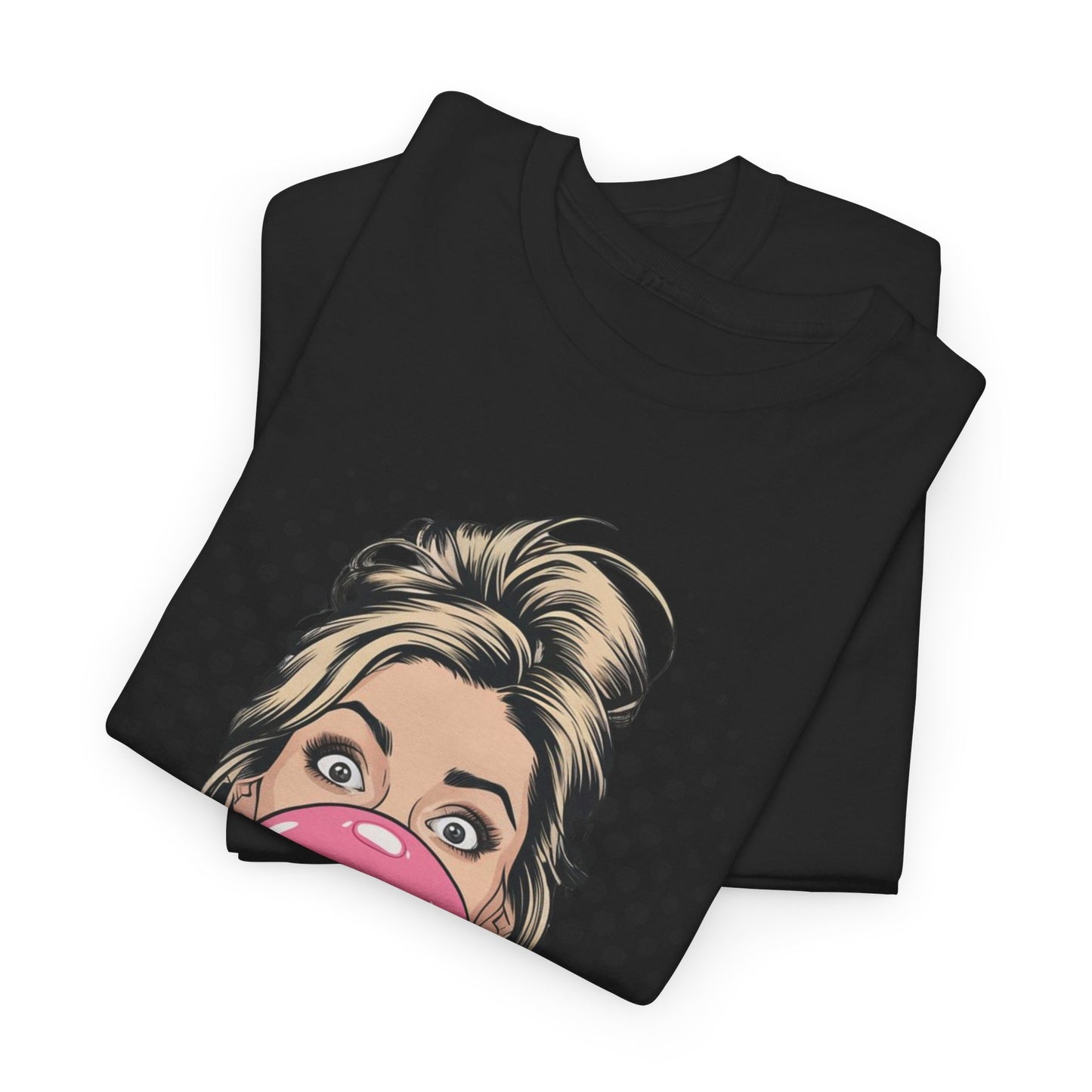 PopArt Girl Bubble Gum Bubble Tshirt unisex heavy cotton