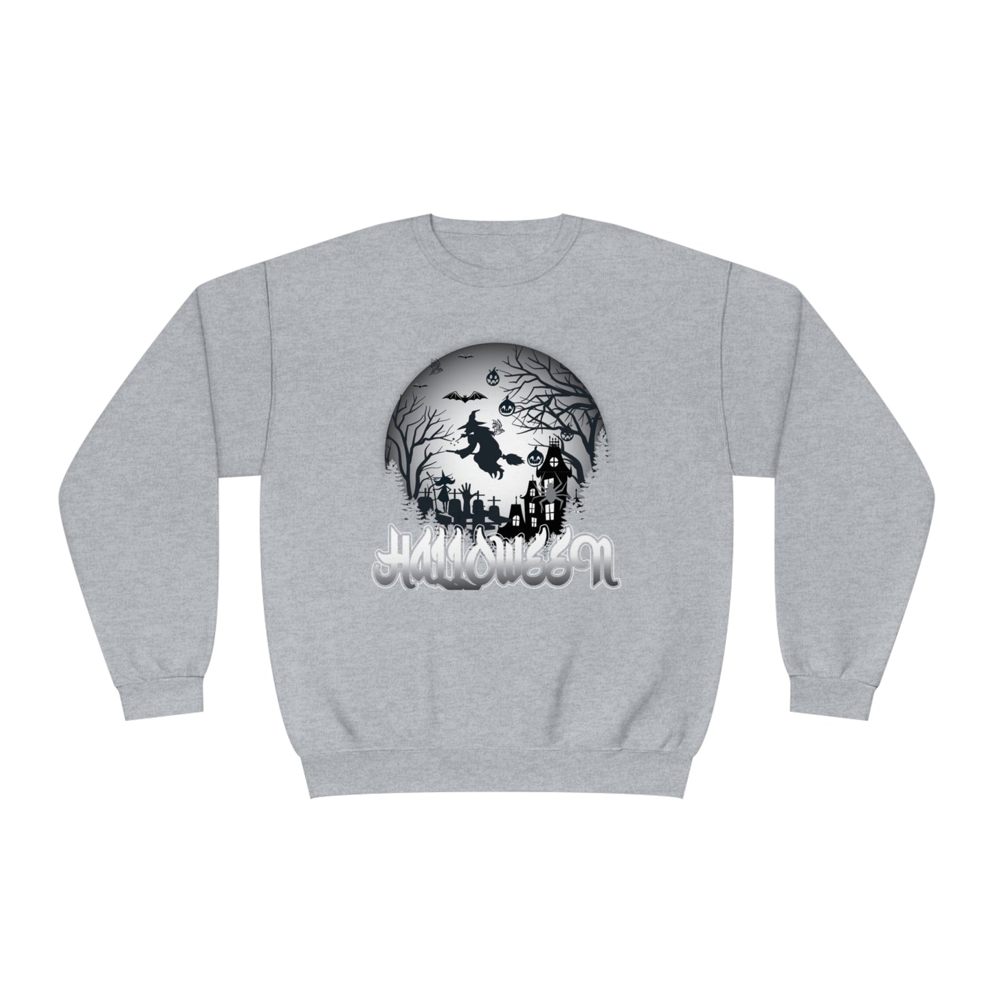 Halloween Globe Flying Witch Unisex NuBlend® Crewneck Sweatshirt