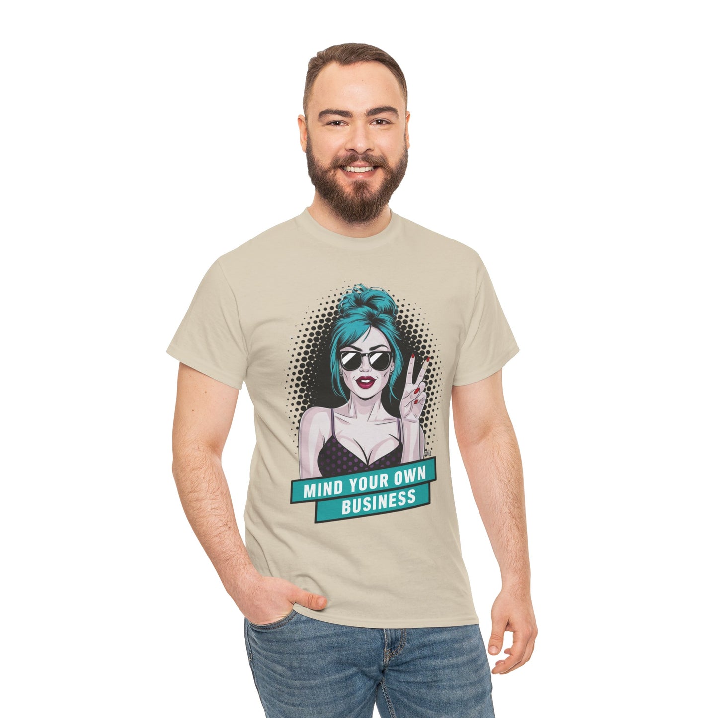 Sexy PopArt Girl Mind Your Own Business Tshirt unisex heavy cotton