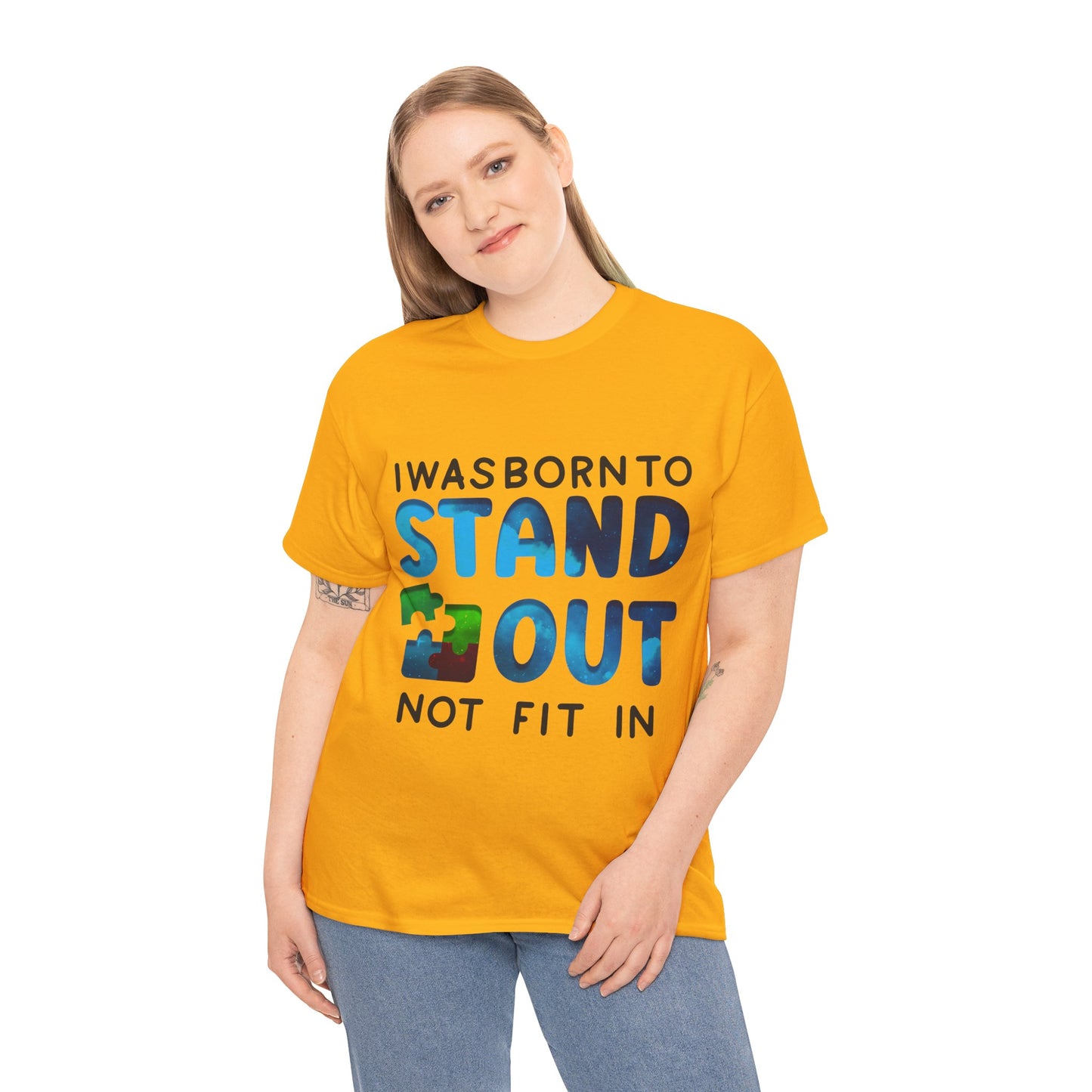 Autism I was Born To Stand Out T-shirt Unisex Heavy Cotton