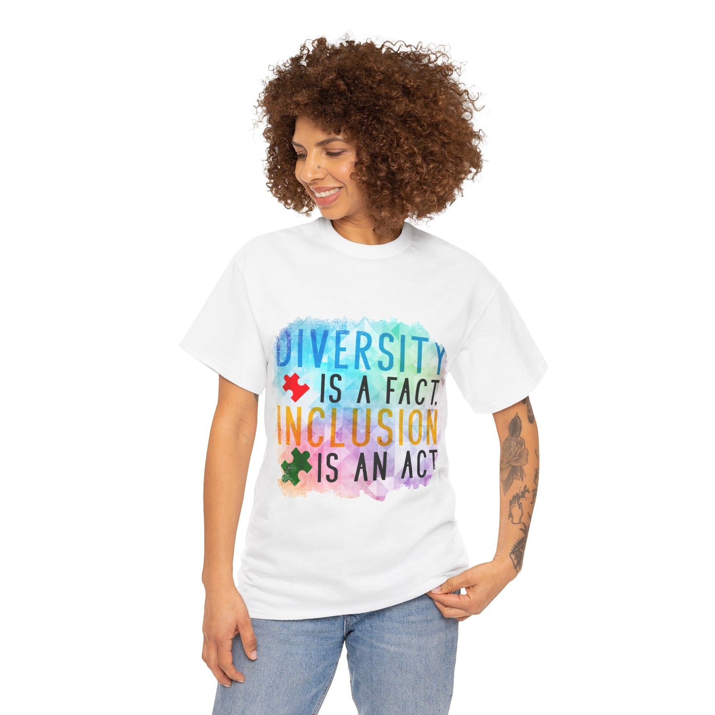 Autism Diversity is a Fact, Inclusion is an Act T-shirt Unisex Heavy Cotton