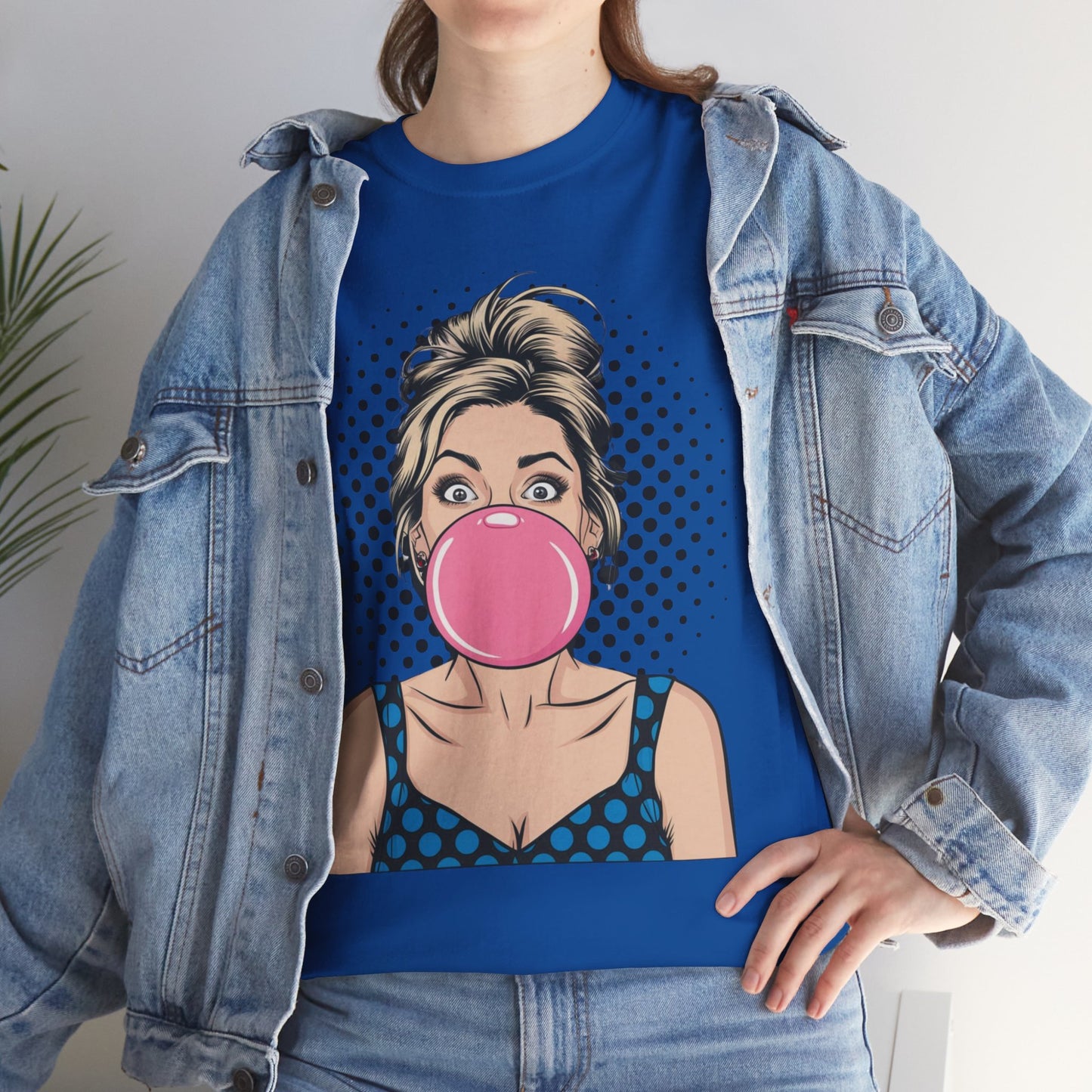 PopArt Girl Bubble Gum Bubble Tshirt unisex heavy cotton