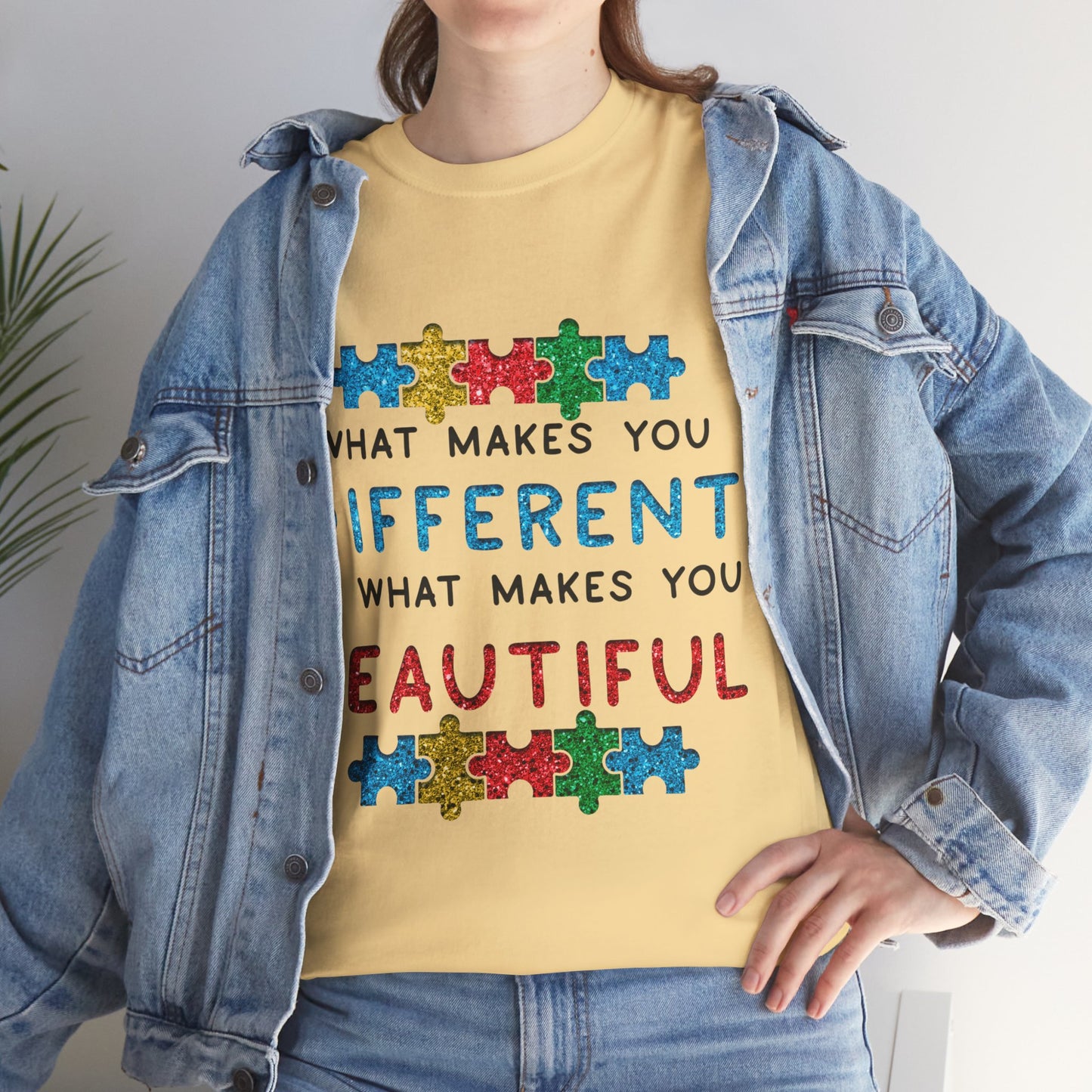 Autism WHAT MAKES YOU DIFFERENT IS WHAT MAKES YOU BEAUTIFUL T-shirt Unisex Heavy Cotton