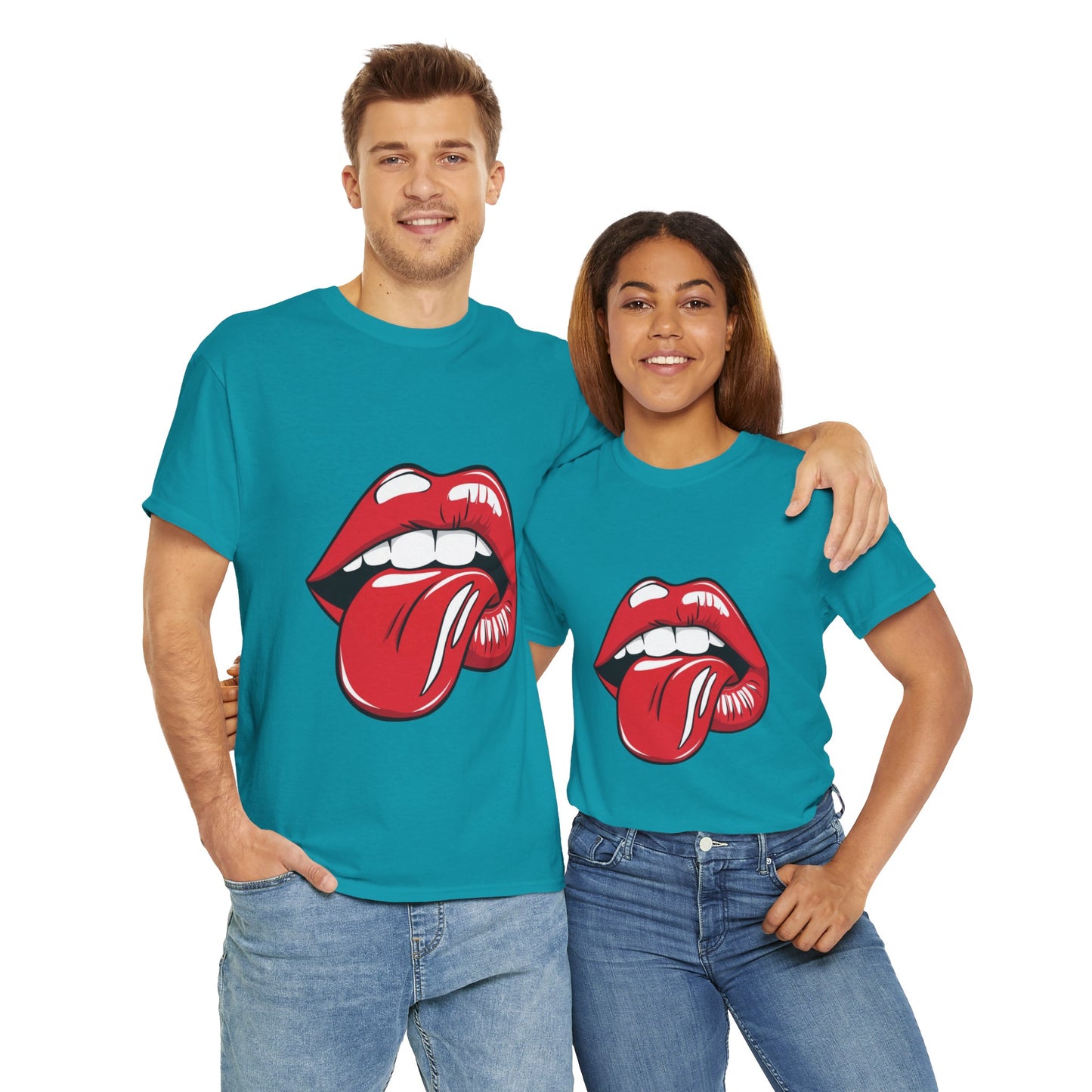 Sexy Retro PopArt Red Lips and Tounge Unisex heavy cotton Tshirt