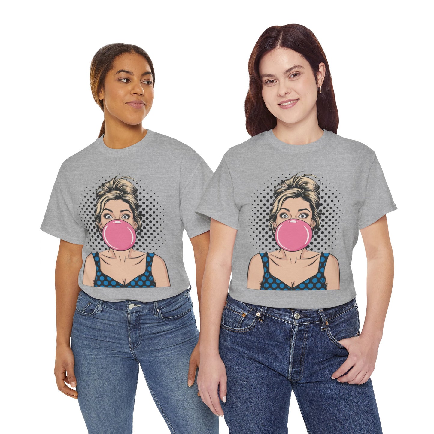 PopArt Girl Bubble Gum Bubble Tshirt unisex heavy cotton