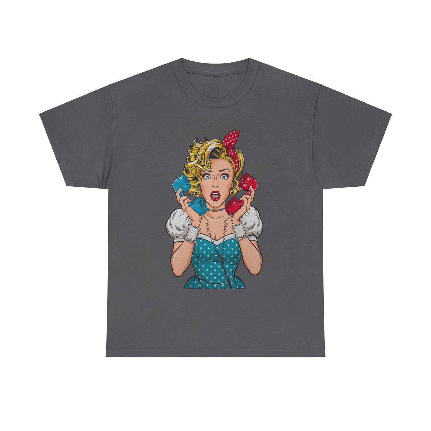 PopArt Girl on the Phone  Tshirt unisex heavy cotton