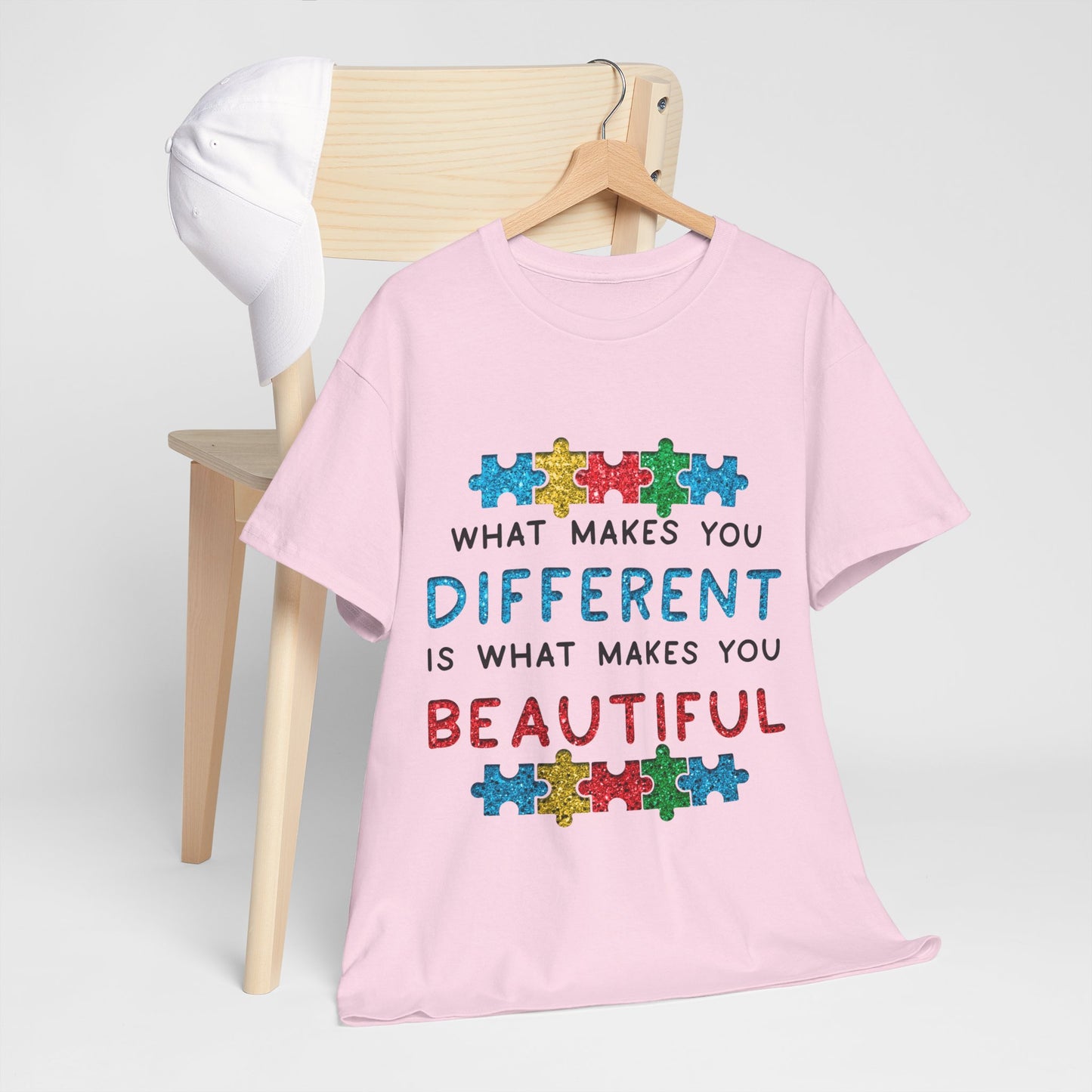 Autism WHAT MAKES YOU DIFFERENT IS WHAT MAKES YOU BEAUTIFUL T-shirt Unisex Heavy Cotton