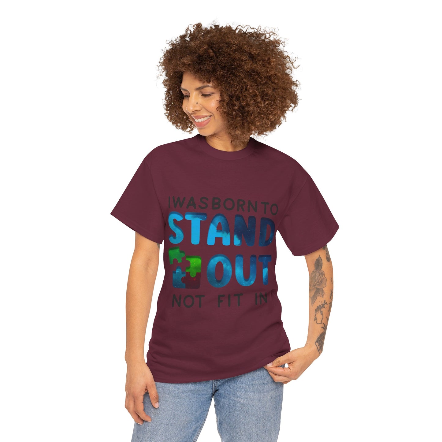Autism I was Born To Stand Out T-shirt Unisex Heavy Cotton