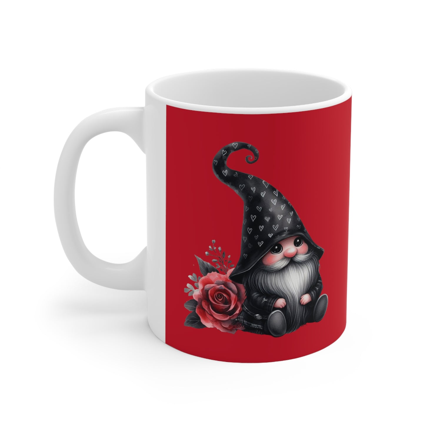 Black Valentine Gnome Ceramic Mug 11oz