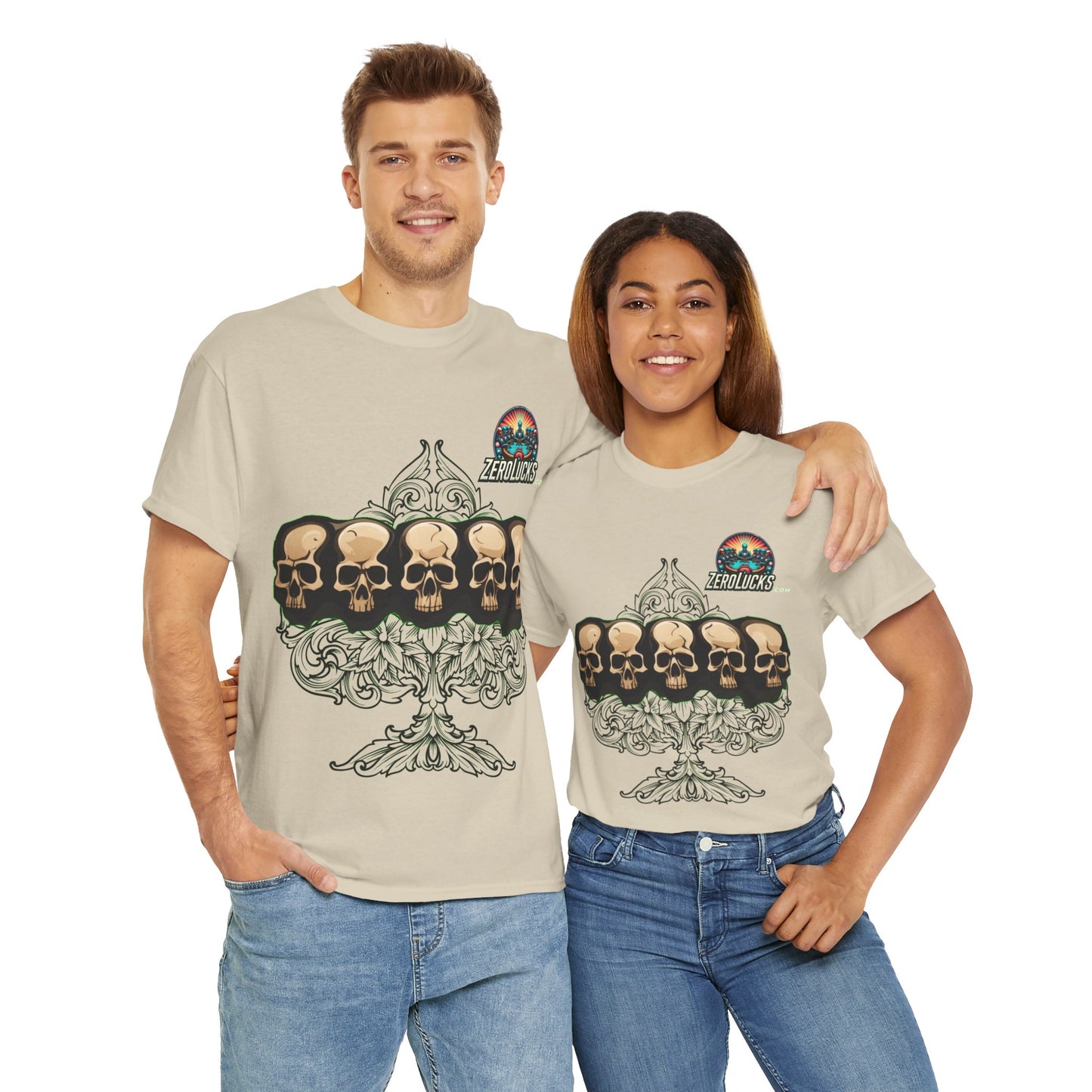 No Lucks Skulls with Spade T-shirt Unisex Heavy Cotton