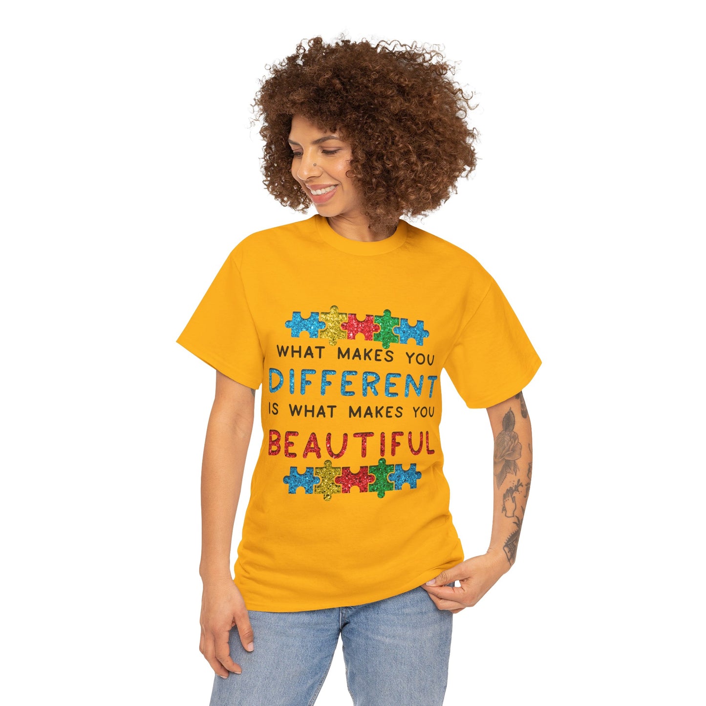 Autism WHAT MAKES YOU DIFFERENT IS WHAT MAKES YOU BEAUTIFUL T-shirt Unisex Heavy Cotton