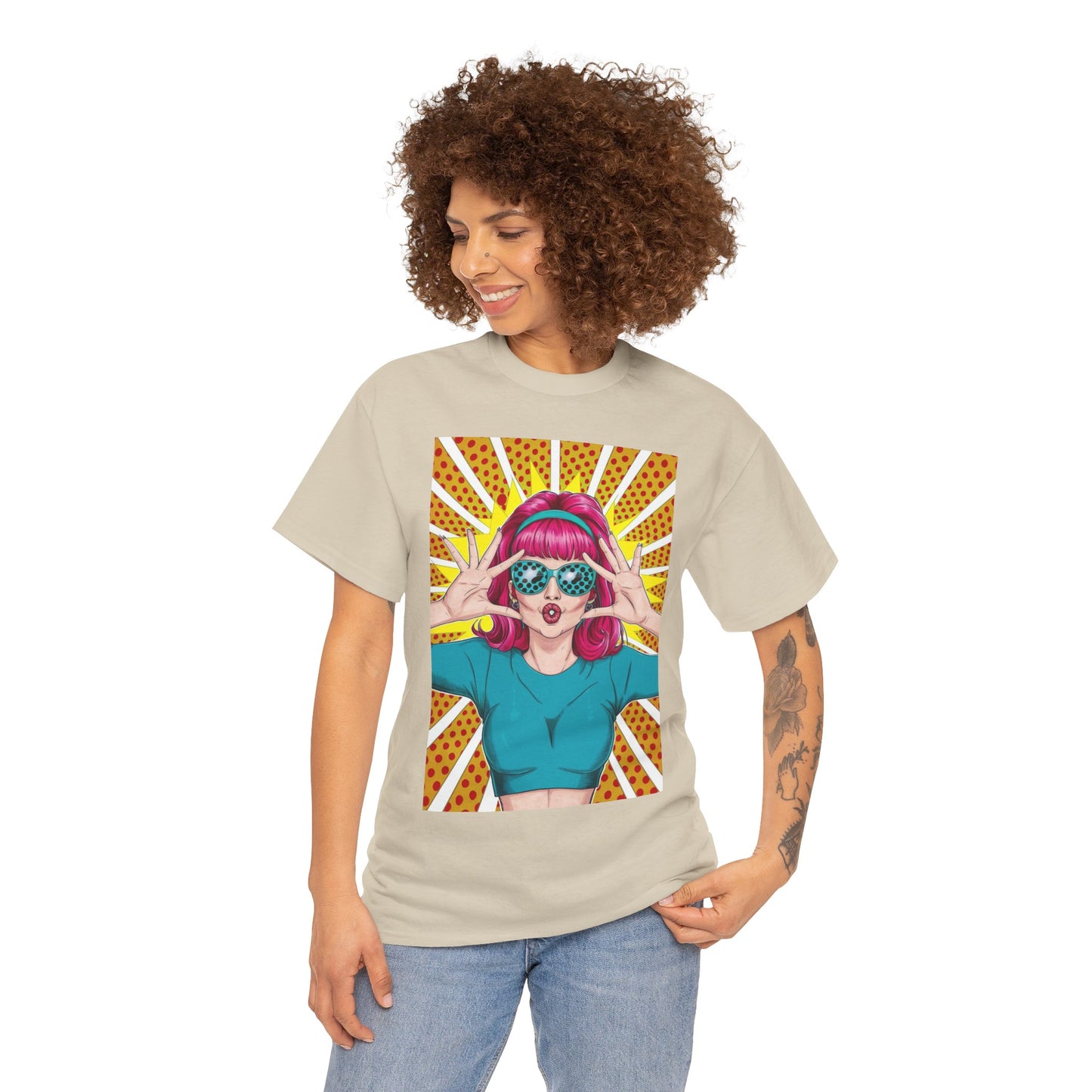 Sexy Retro PopArt Girl Vibrant Colors Unisex heavy cotton Tshirt