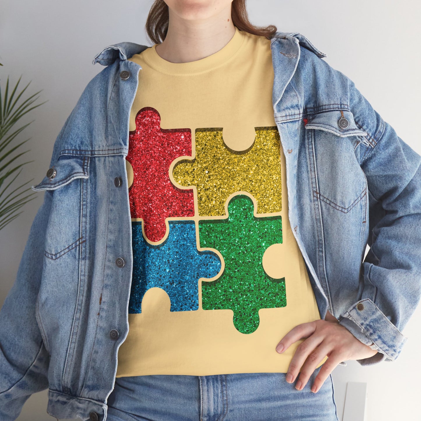 Autism Puzzle Pieces T-shirt Unisex Heavy Cotton