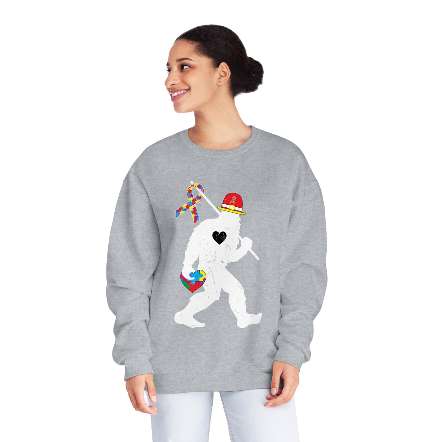 Bigfoot Heart Puzzle Piece Autism Unisex NuBlend® Crewneck Sweatshirt