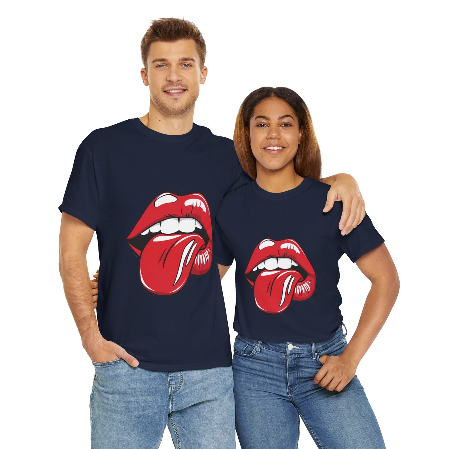 Sexy Retro PopArt Red Lips and Tounge Unisex heavy cotton Tshirt