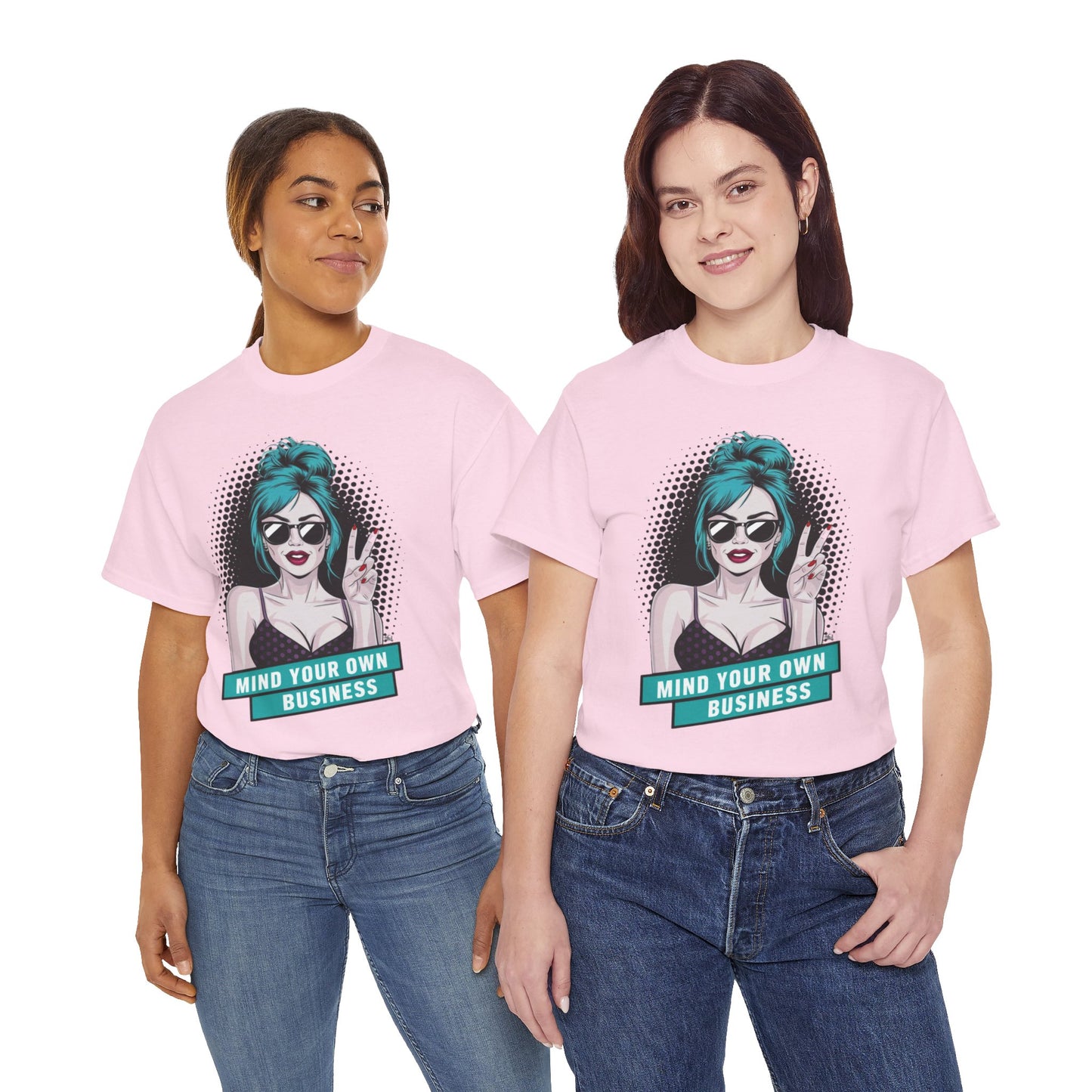 Sexy PopArt Girl Mind Your Own Business Tshirt unisex heavy cotton