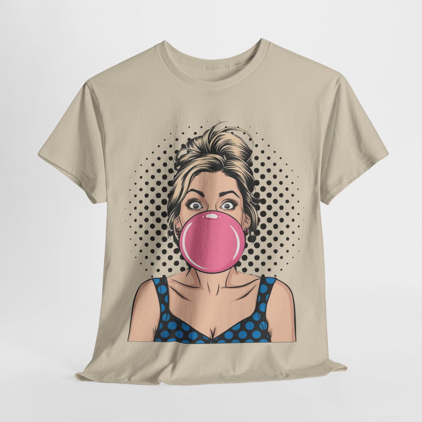 PopArt Girl Bubble Gum Bubble Tshirt unisex heavy cotton