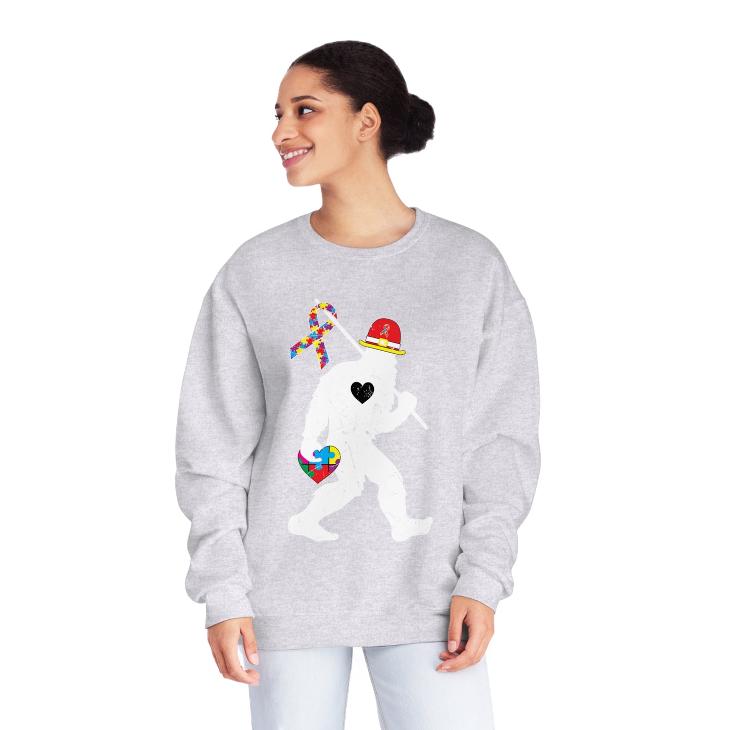 Bigfoot Heart Puzzle Piece Autism Unisex NuBlend® Crewneck Sweatshirt