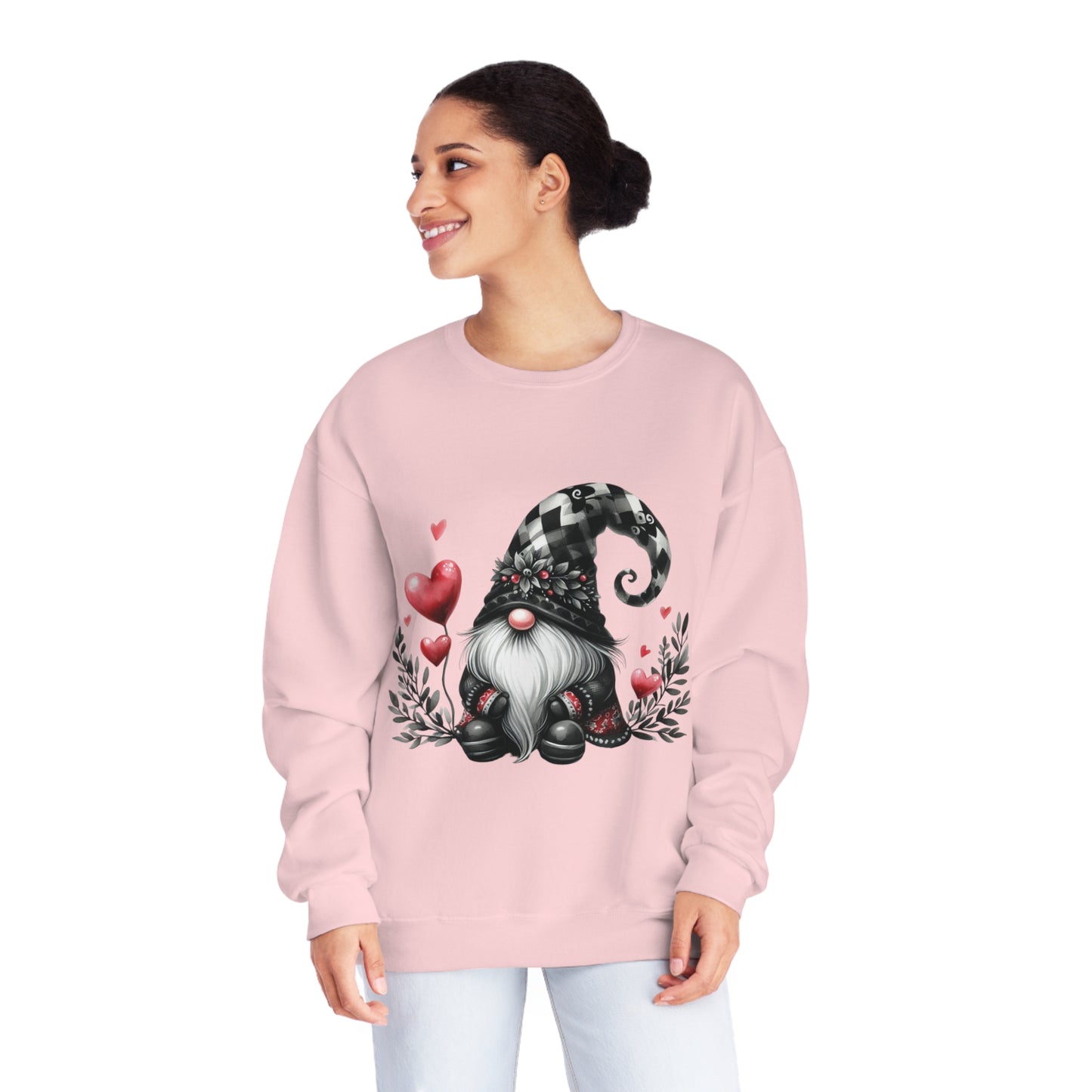 Black Valentine Gnome Unisex NuBlend® Crewneck Sweatshirt