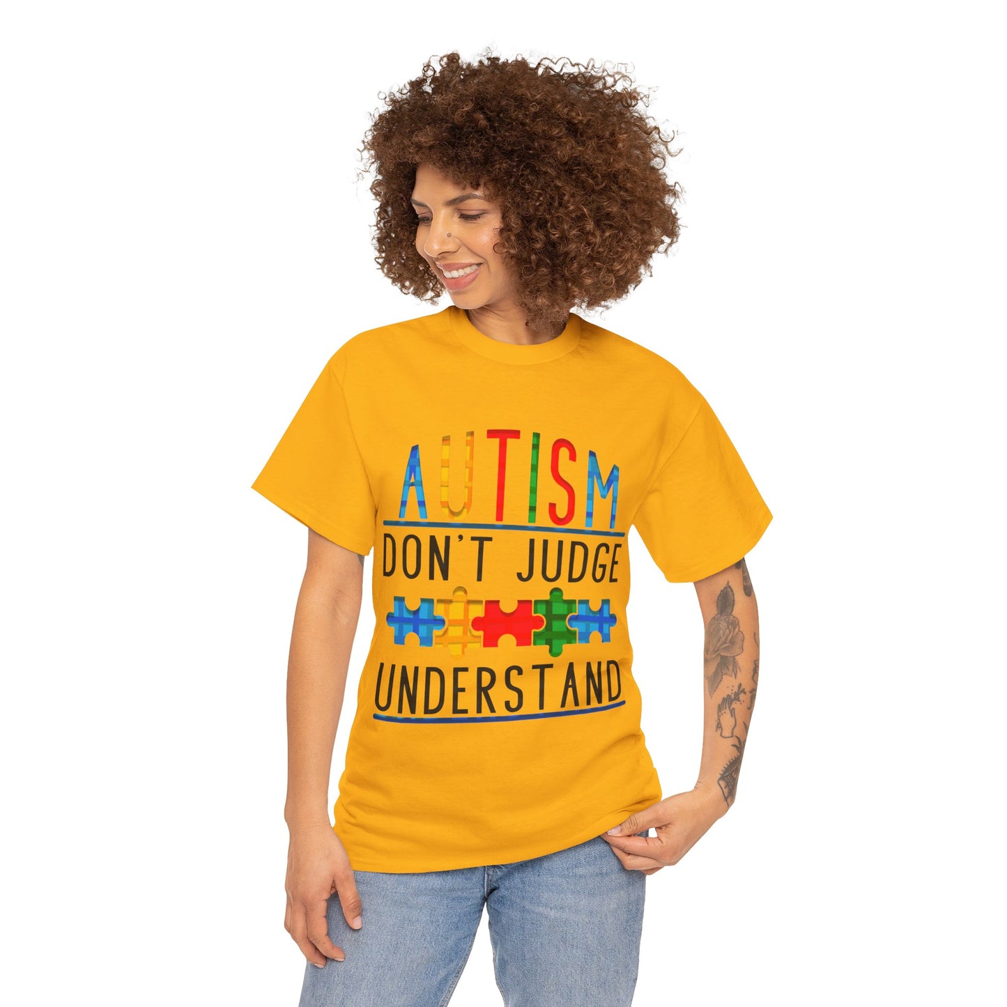 Autism Don't Judge Understand T-shirt Unisex Heavy Cotton