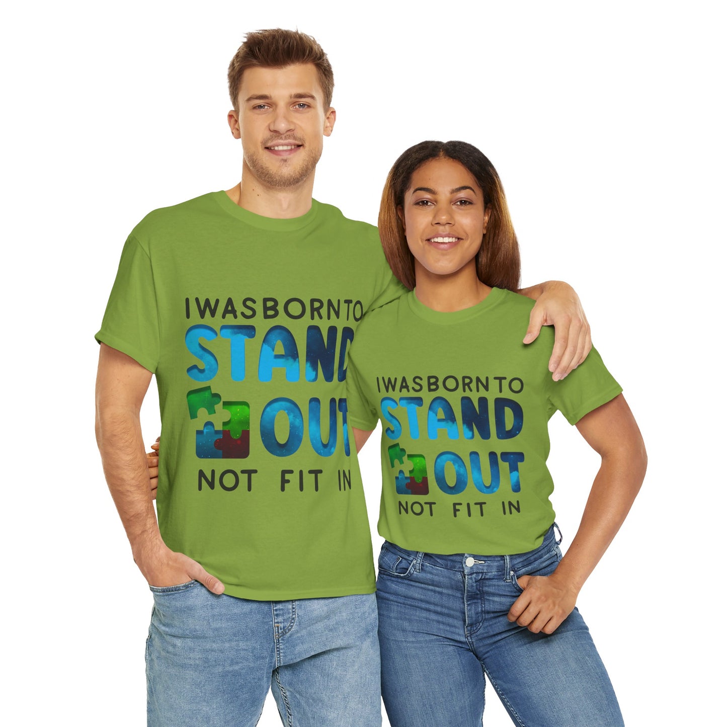 Autism I was Born To Stand Out T-shirt Unisex Heavy Cotton