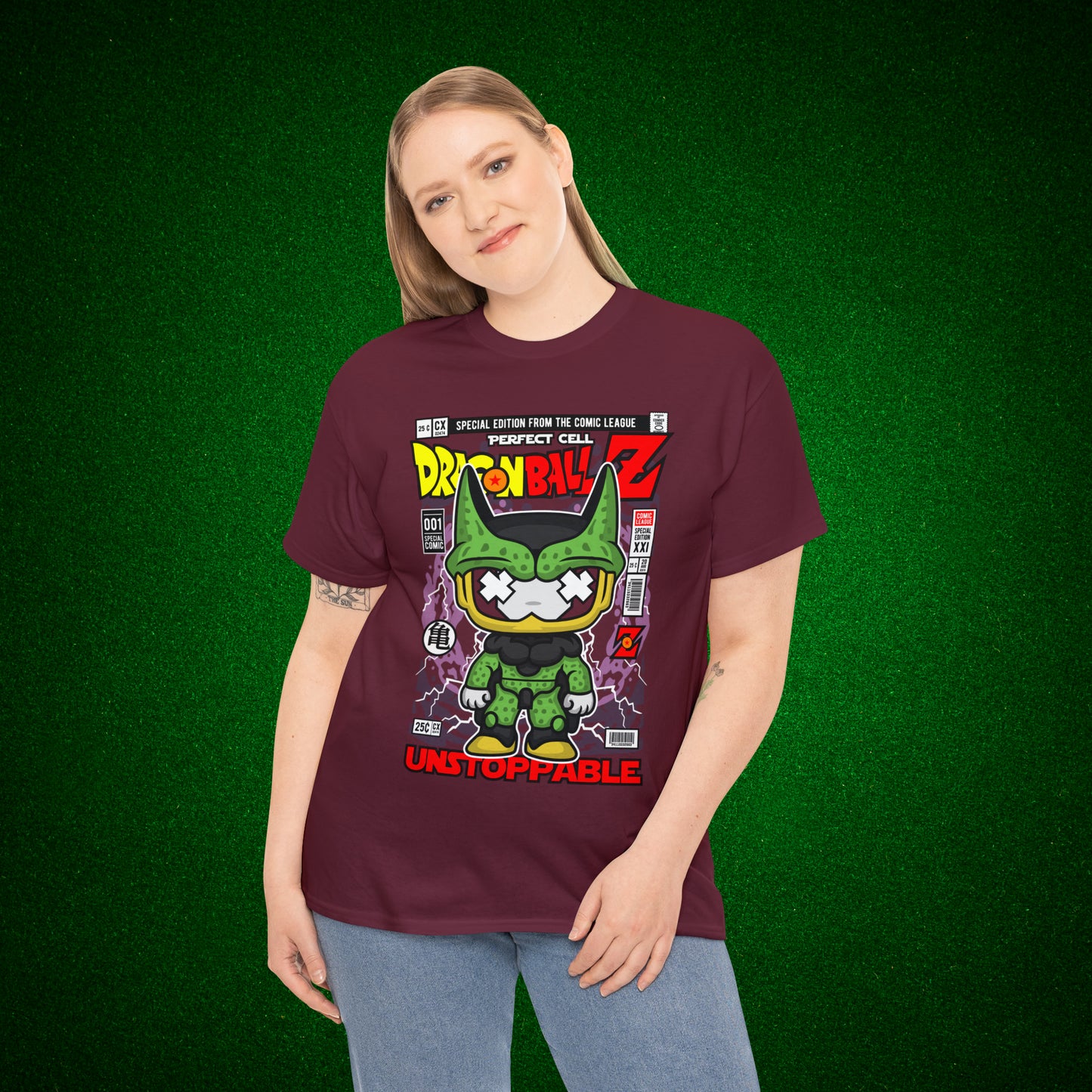 Perfect Cell DragonBall Z Pop Culture Mock Comic Cover heavy cotton T-shirt