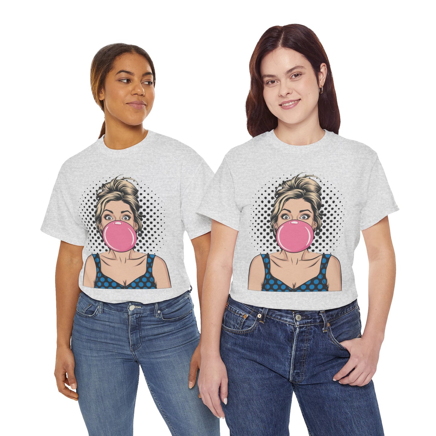 PopArt Girl Bubble Gum Bubble Tshirt unisex heavy cotton