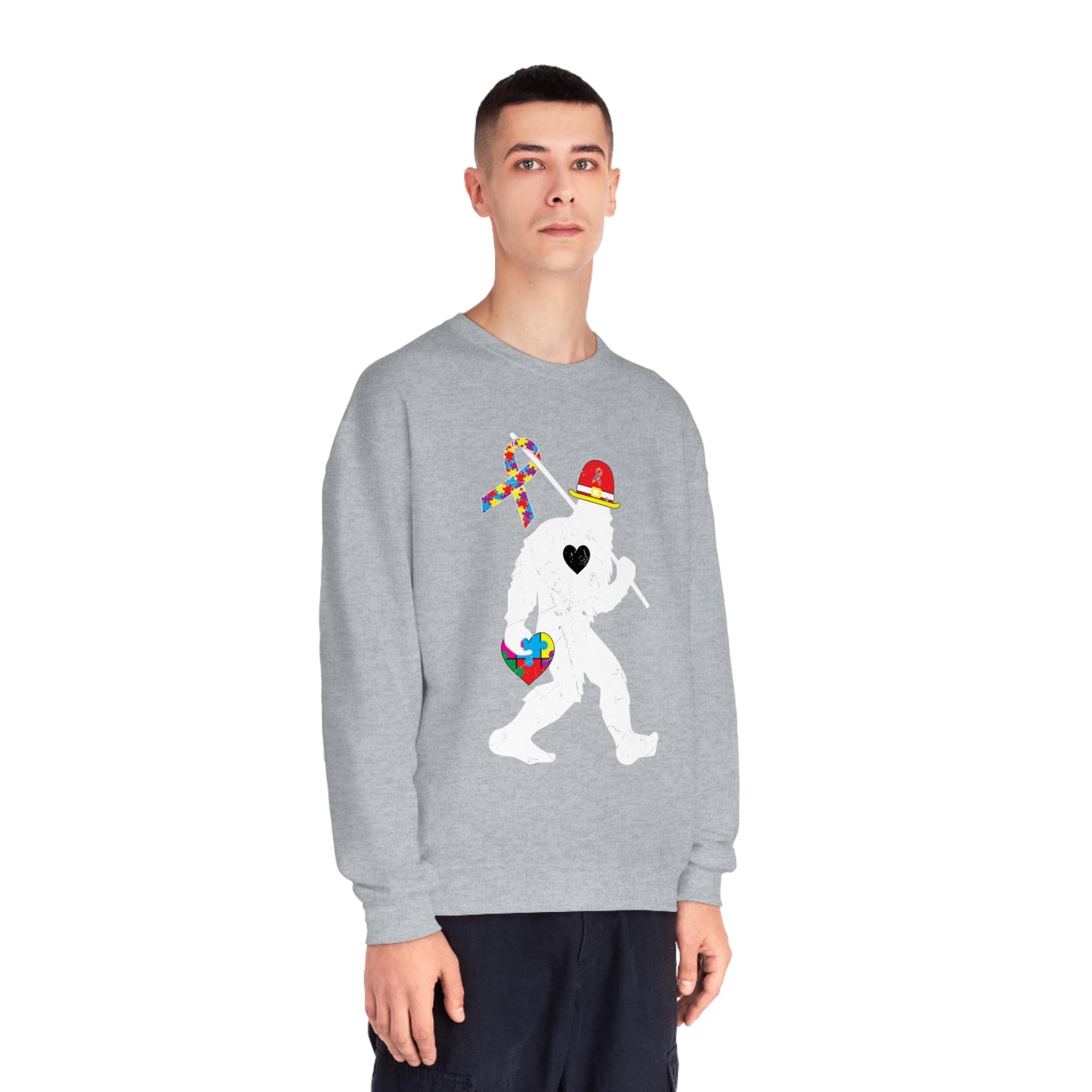 Bigfoot Heart Puzzle Piece Autism Unisex NuBlend® Crewneck Sweatshirt