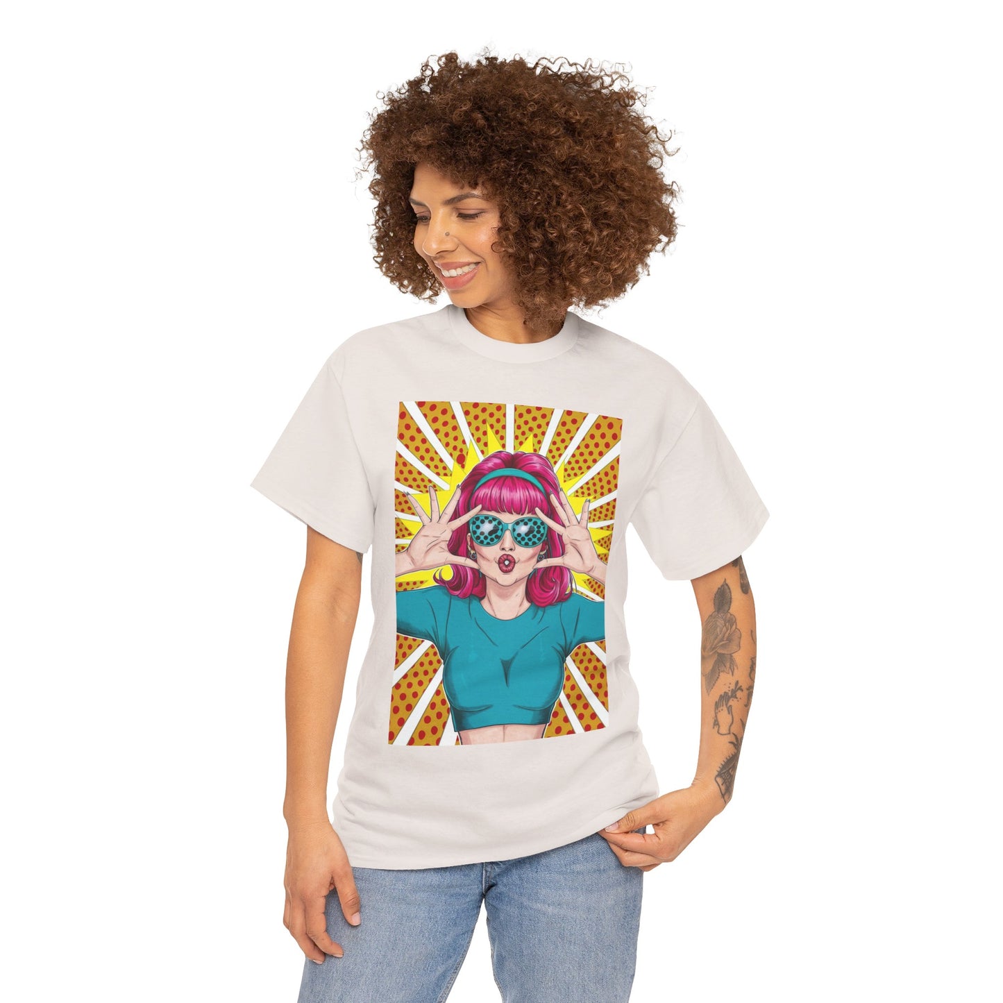 Sexy Retro PopArt Girl Vibrant Colors Unisex heavy cotton Tshirt