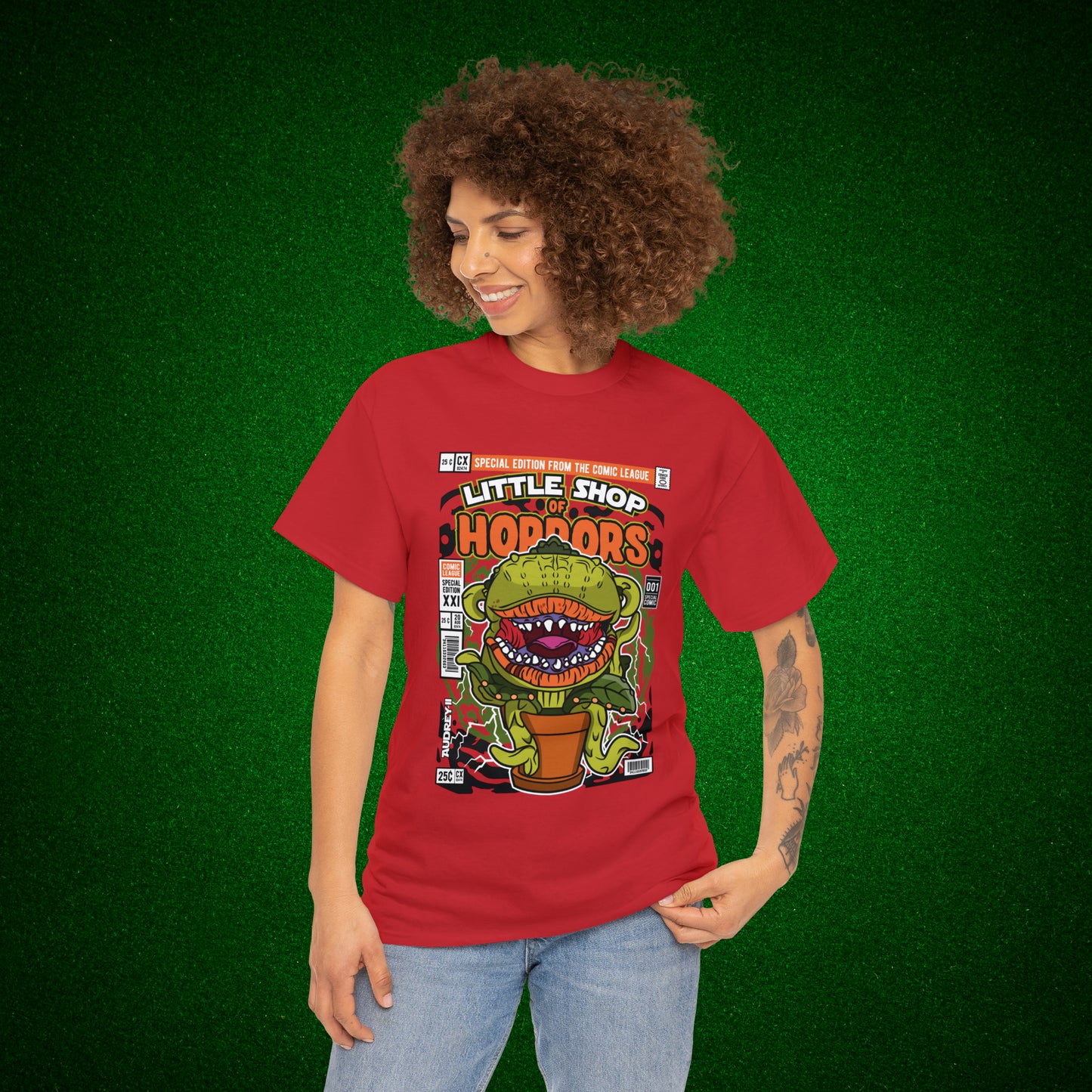 Little Shop of Horrors Audrey Pop Culture Mock Comic Cover heavy cotton T-shirt