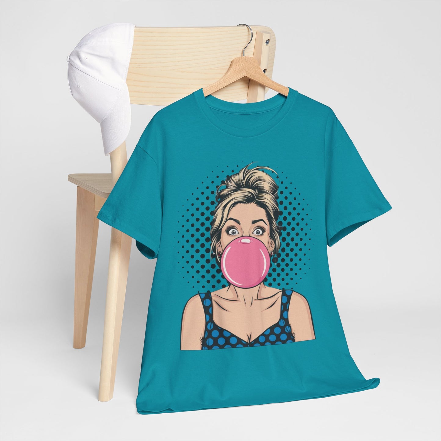 PopArt Girl Bubble Gum Bubble Tshirt unisex heavy cotton