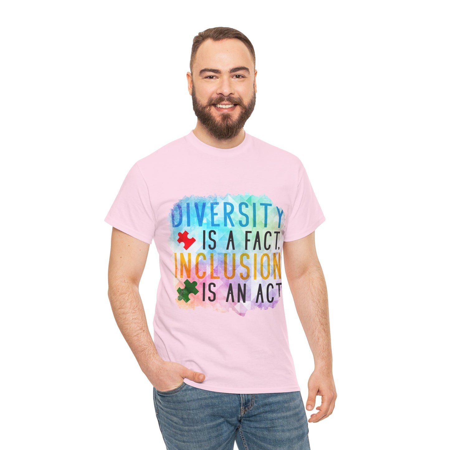 Autism Diversity is a Fact, Inclusion is an Act T-shirt Unisex Heavy Cotton