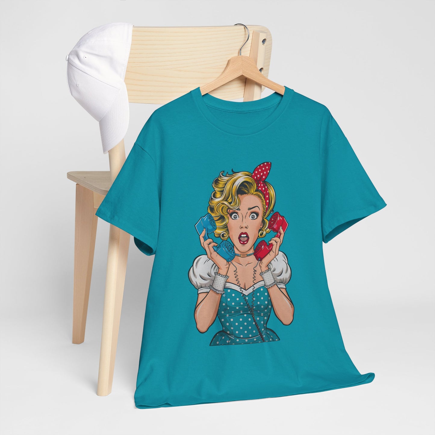 PopArt Girl on the Phone  Tshirt unisex heavy cotton