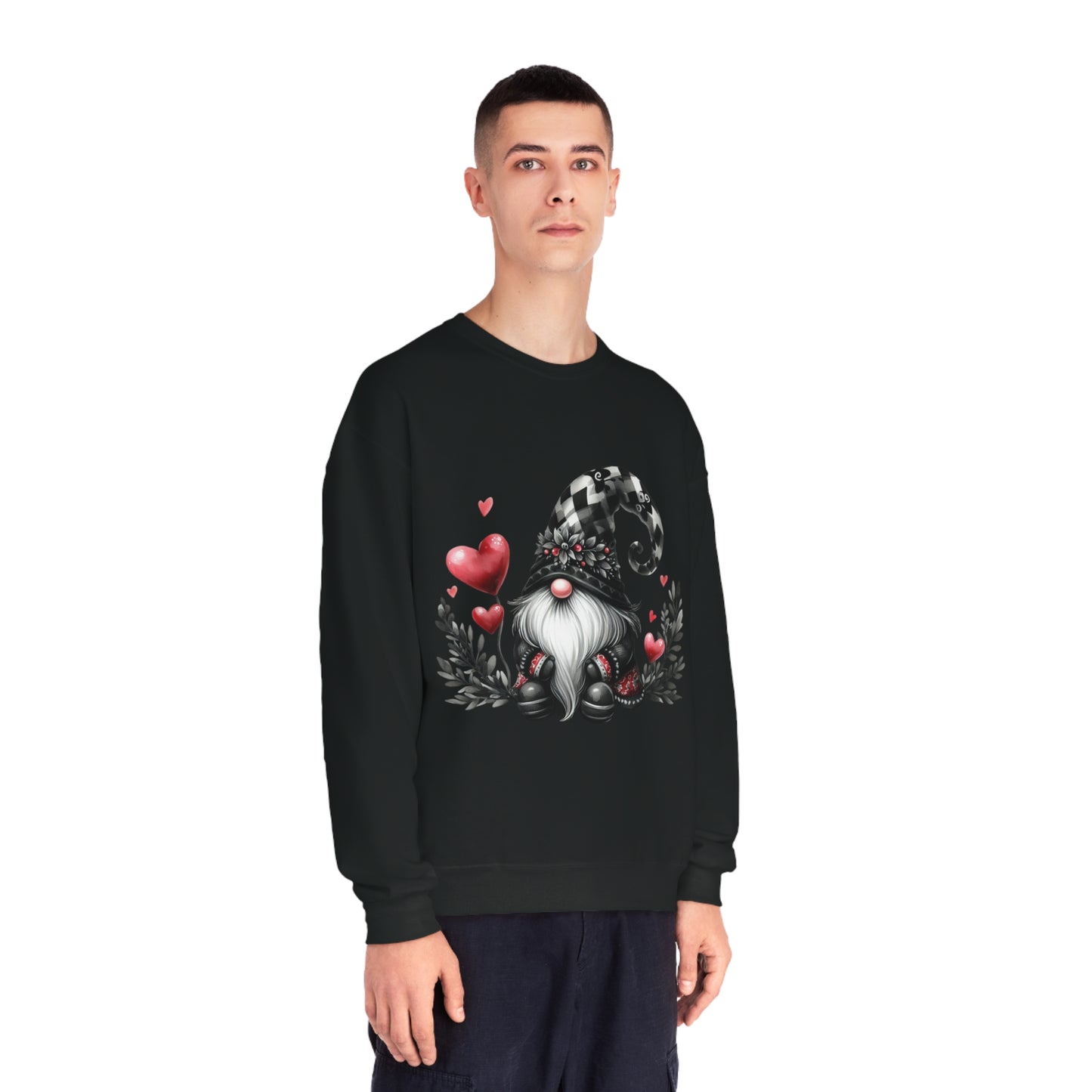 Black Valentine Gnome Unisex NuBlend® Crewneck Sweatshirt