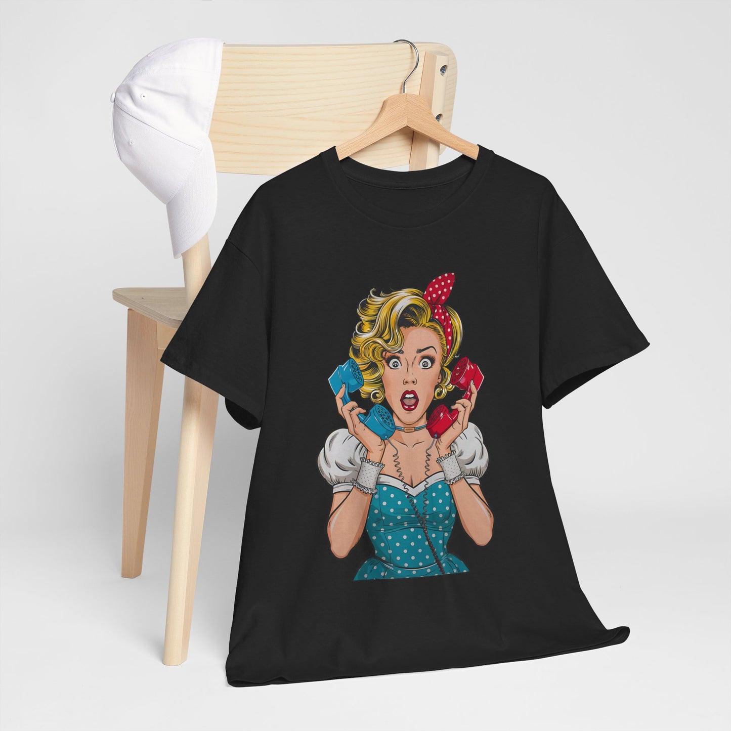PopArt Girl on the Phone  Tshirt unisex heavy cotton