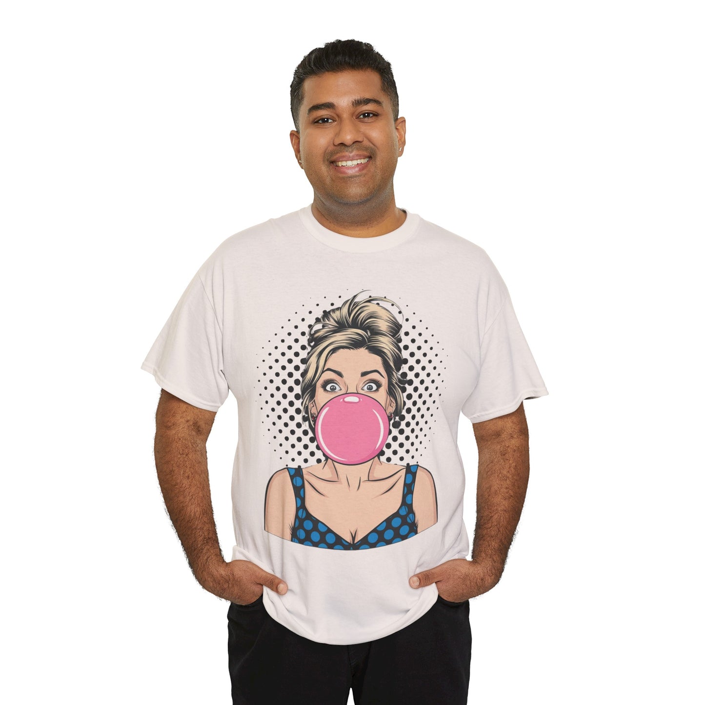 PopArt Girl Bubble Gum Bubble Tshirt unisex heavy cotton