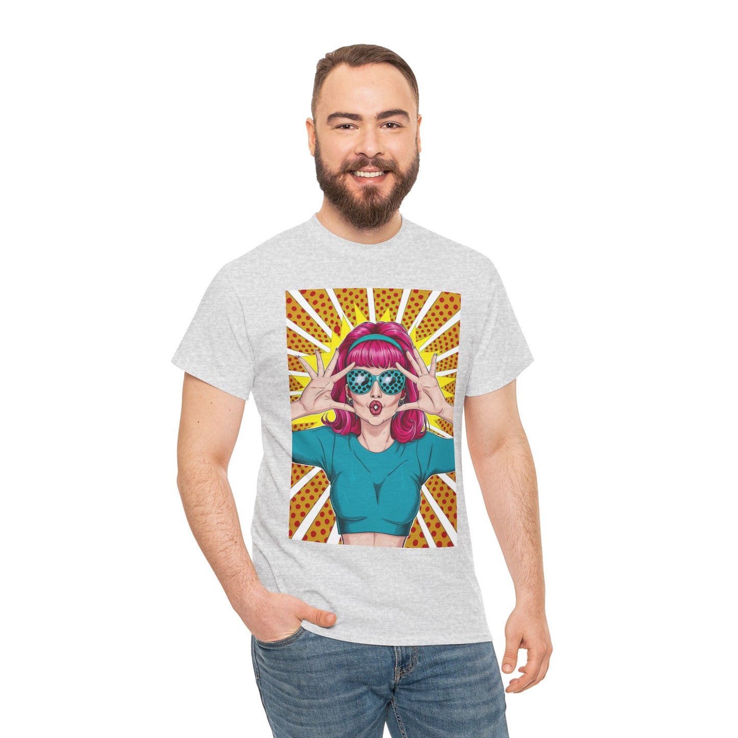 Sexy Retro PopArt Girl Vibrant Colors Unisex heavy cotton Tshirt